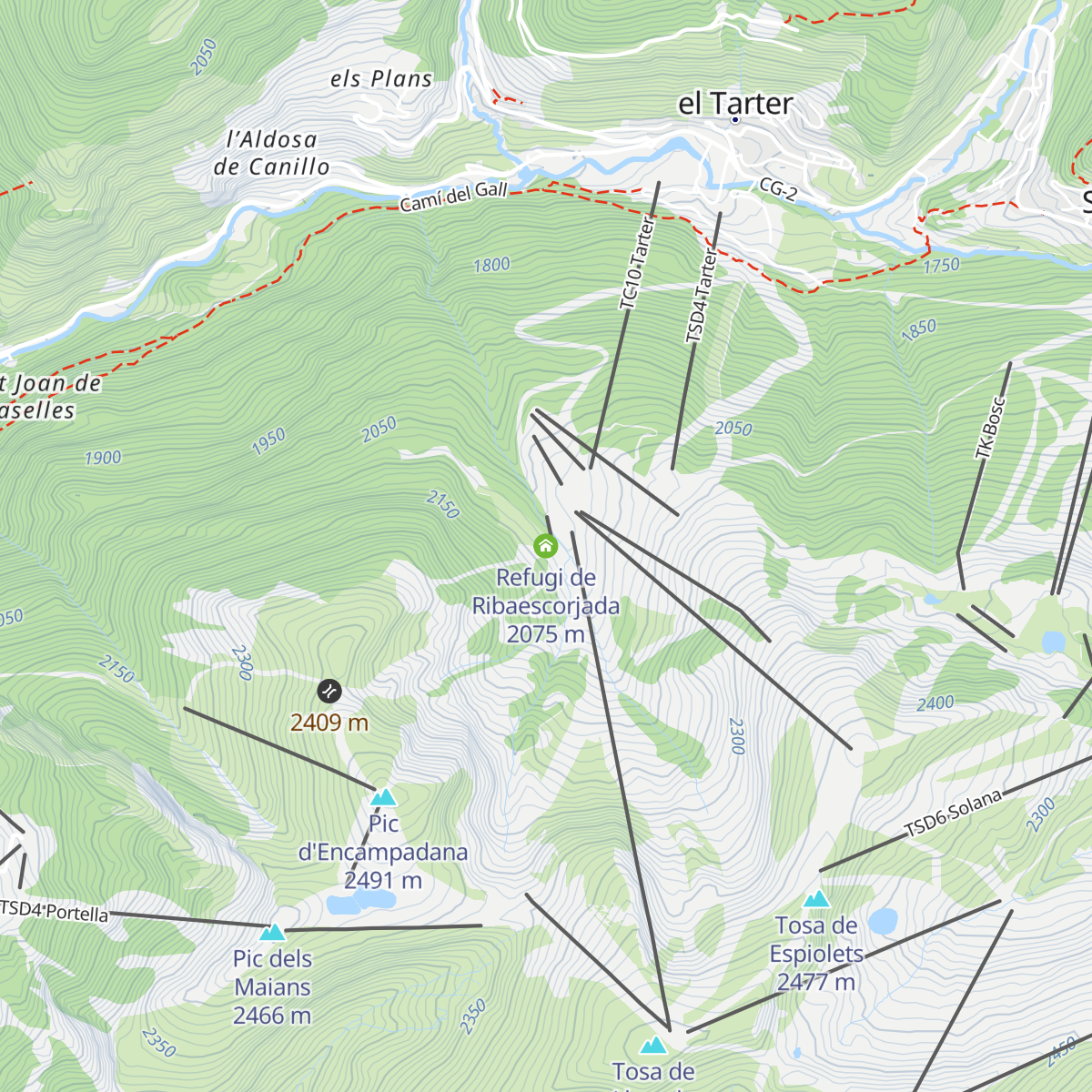 Refugi de Ribaescorjada map