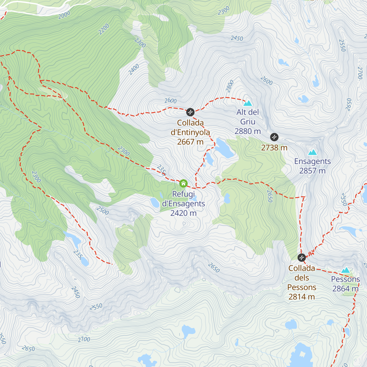 Refugi d'Ensagents map