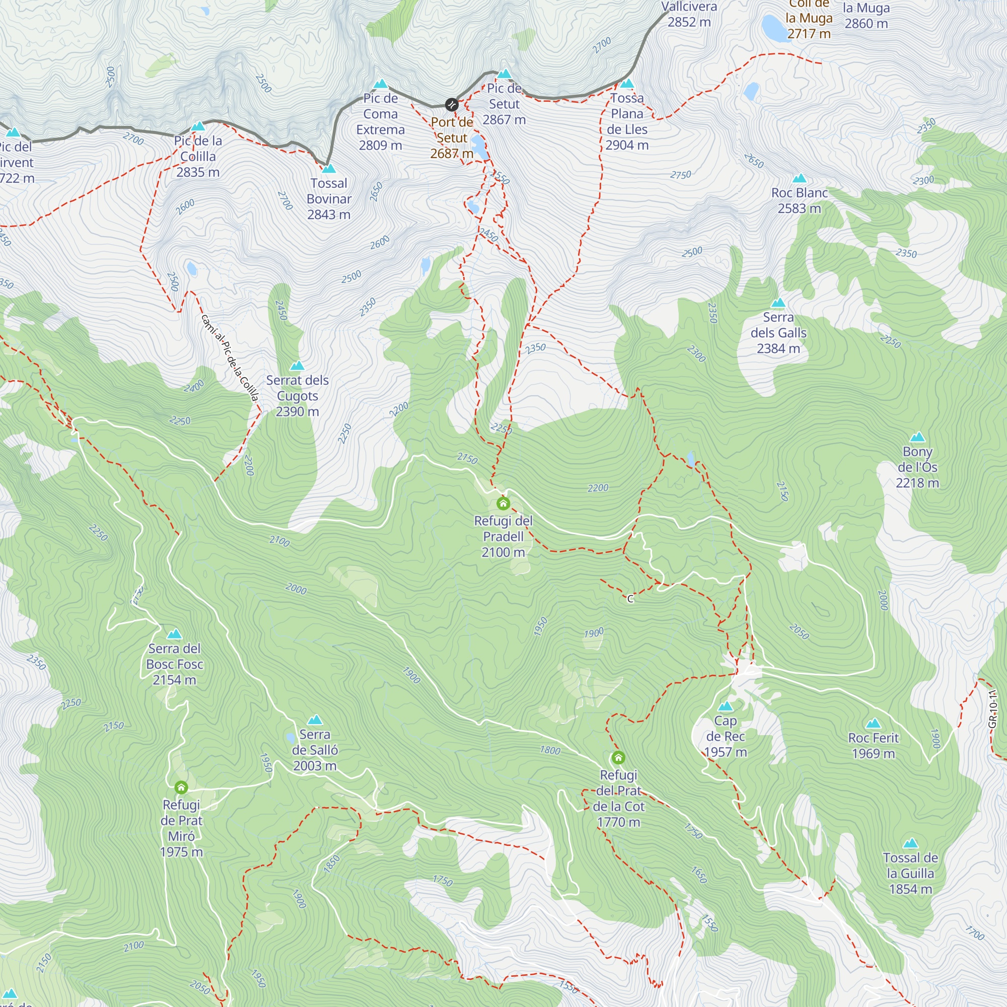 Refugi del Pradell map