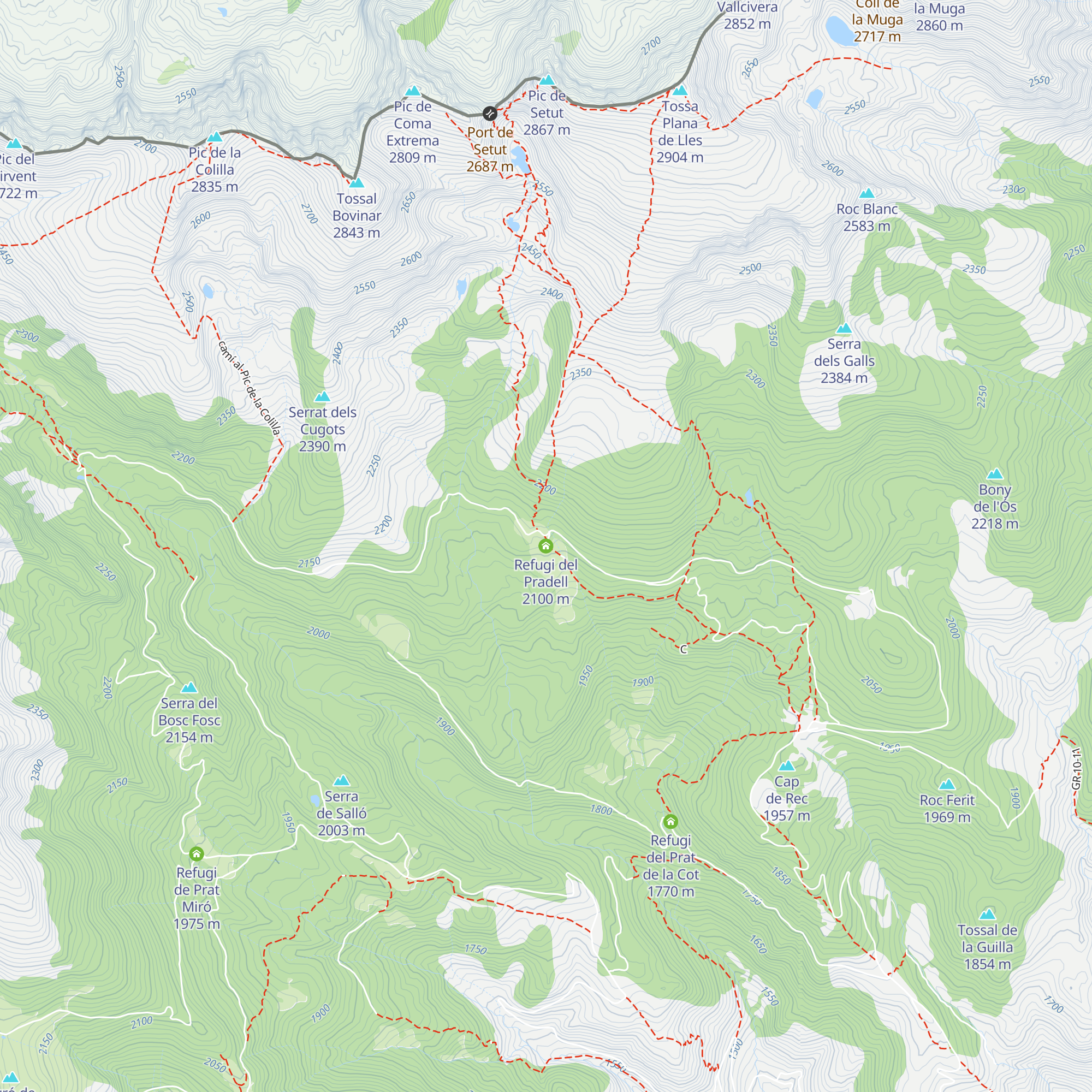 Refugi del Pradell map