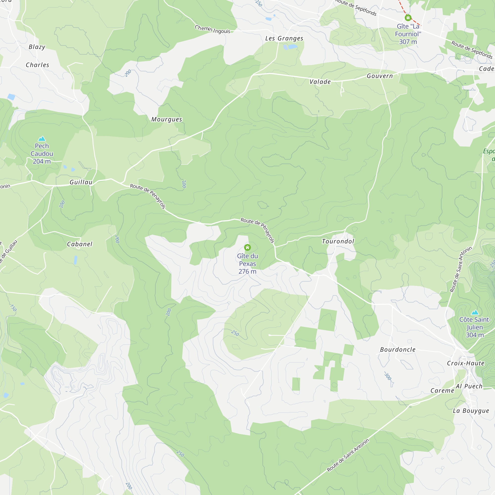Gîte du Pexas map