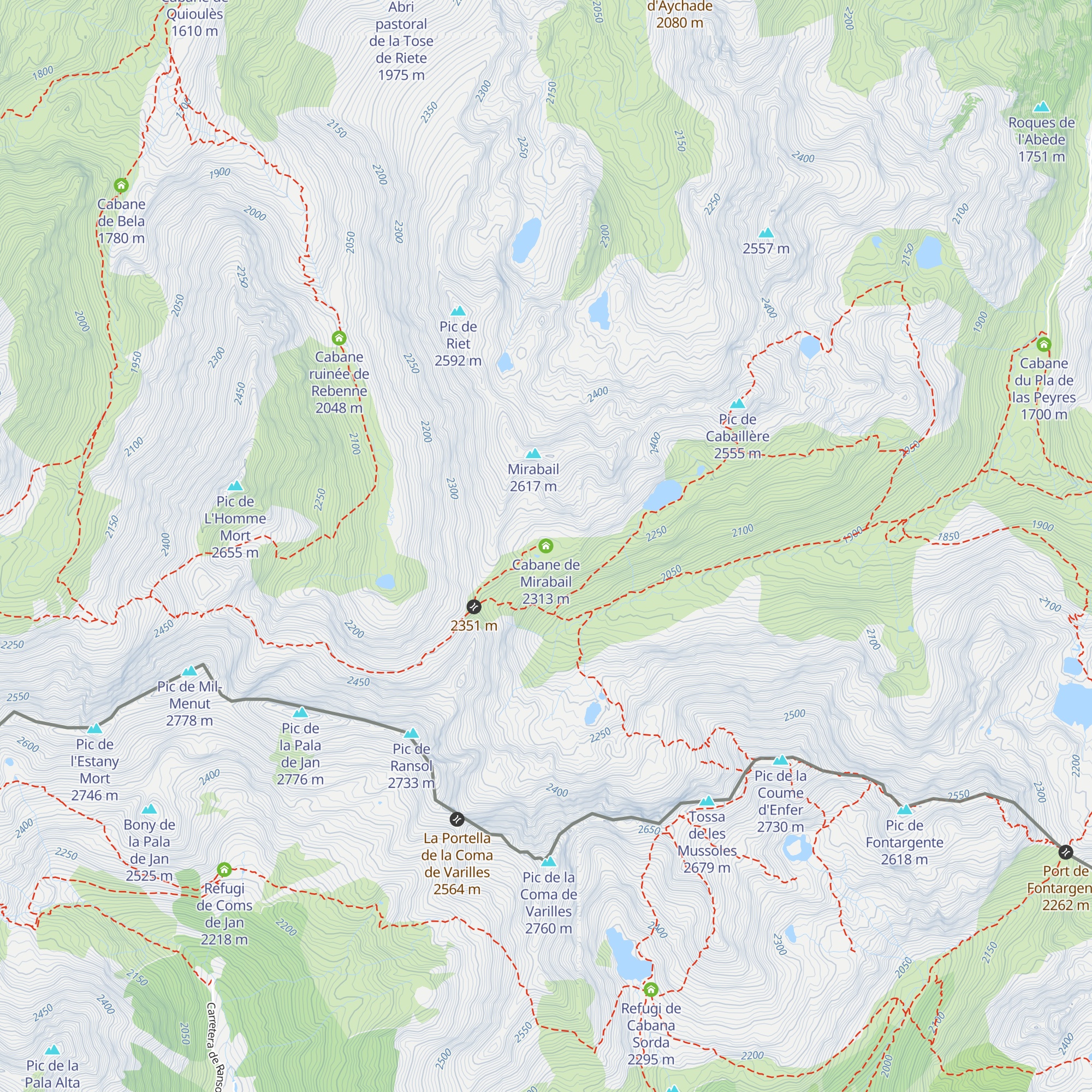 Cabane de Mirabail map