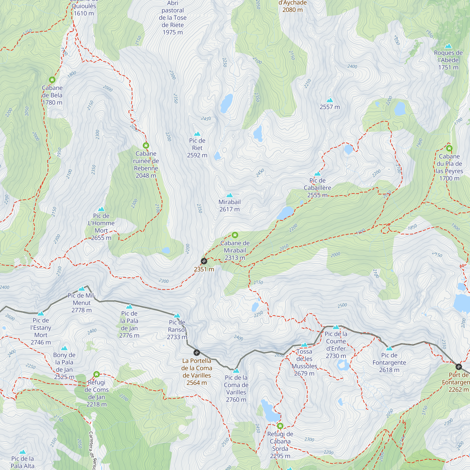 Cabane de Mirabail map