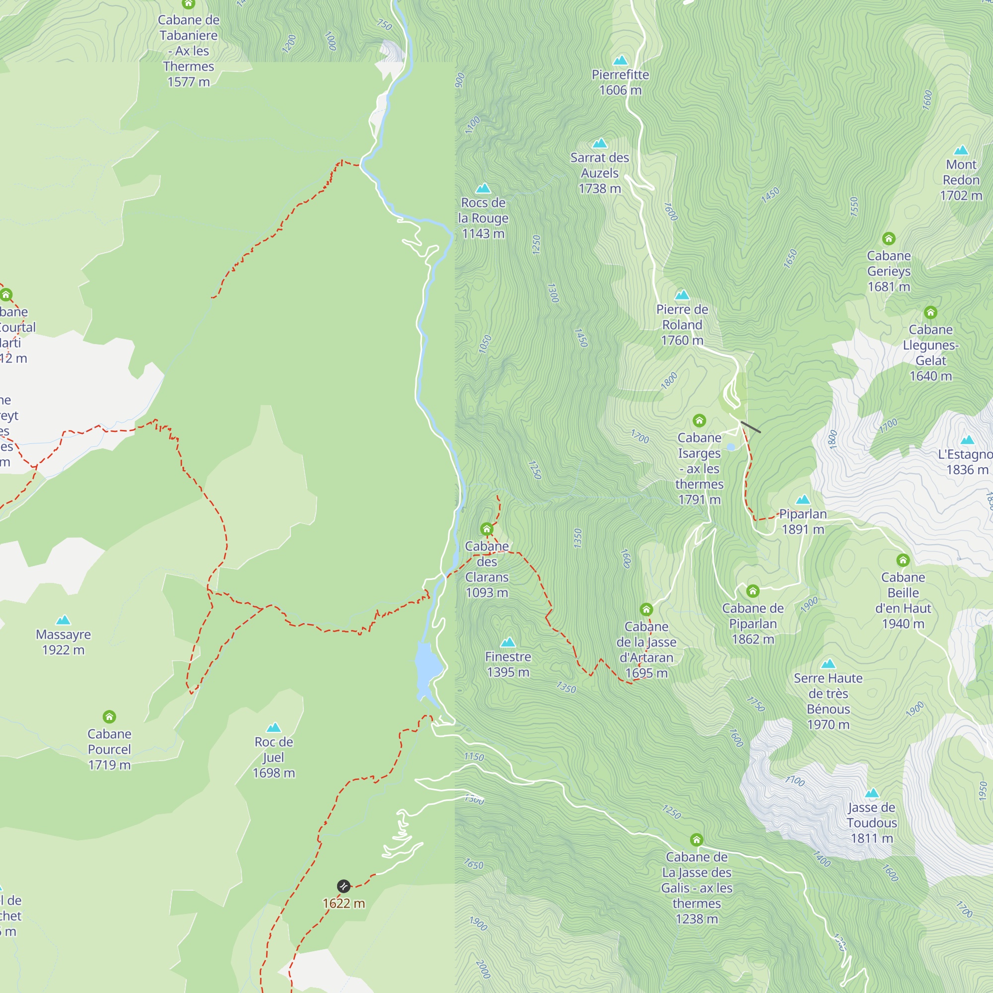 Cabane de Clarans (assos GR10) map