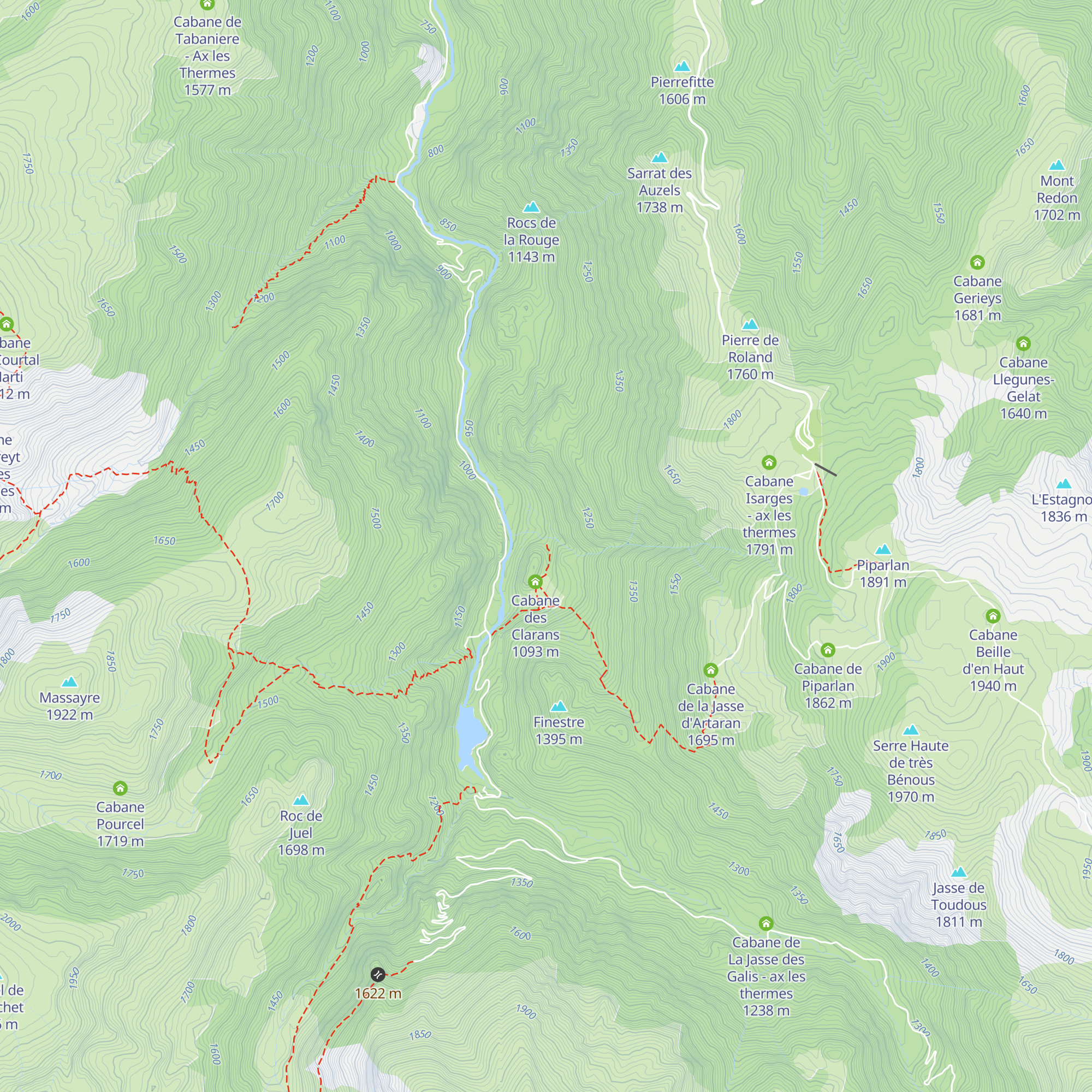Cabane de Clarans (assos GR10) map
