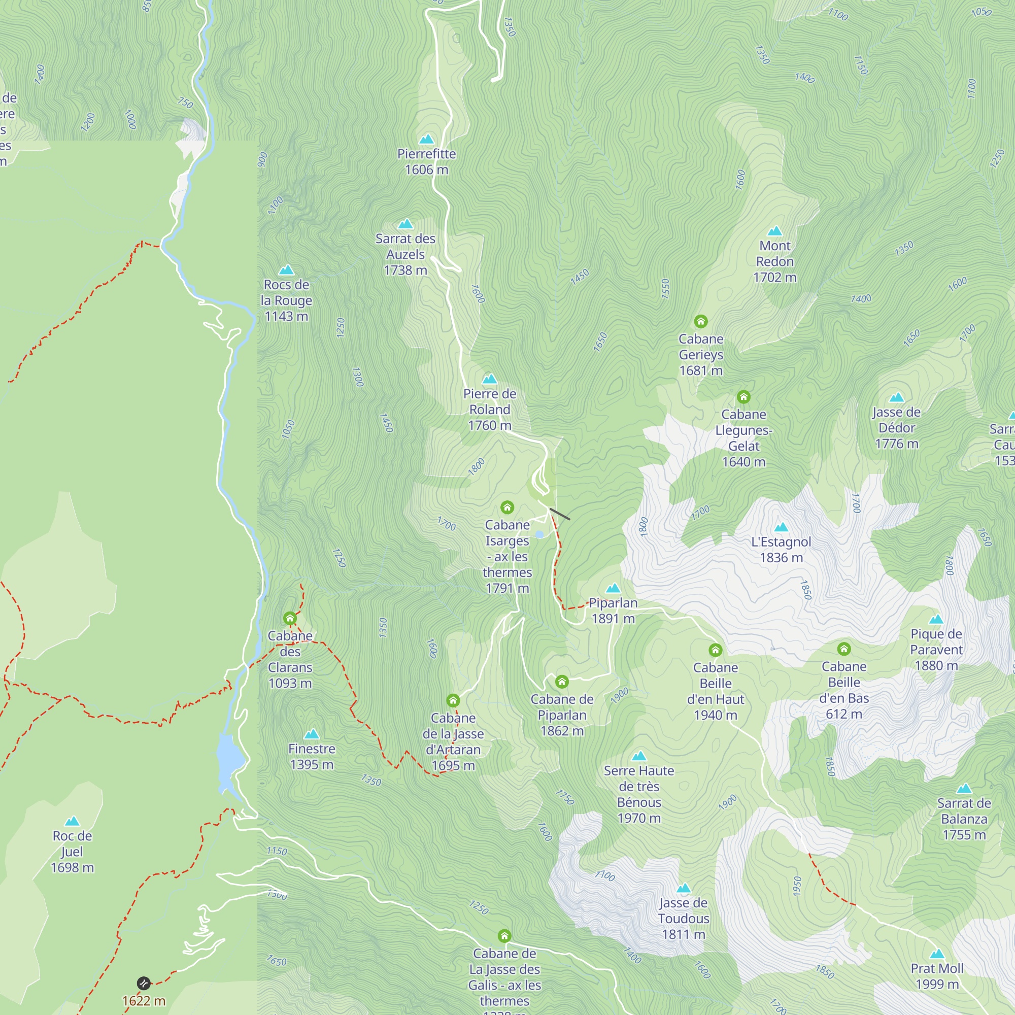 Cabane Isarges - ax les thermes map