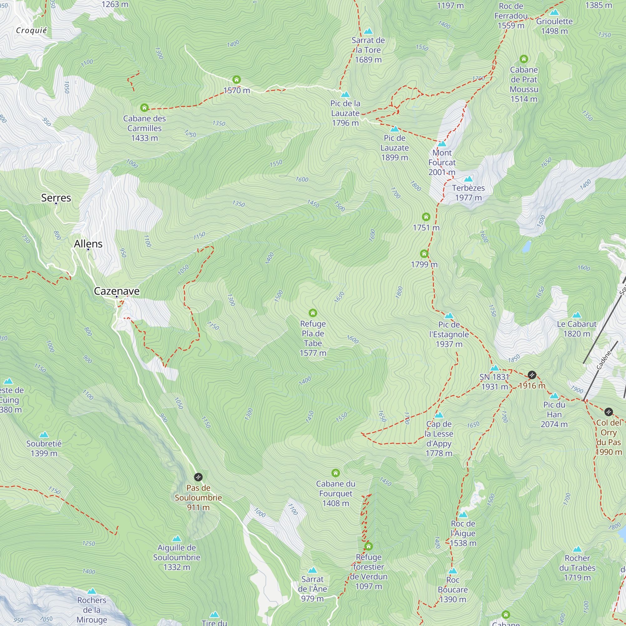 Refuge Pla de Tabe map