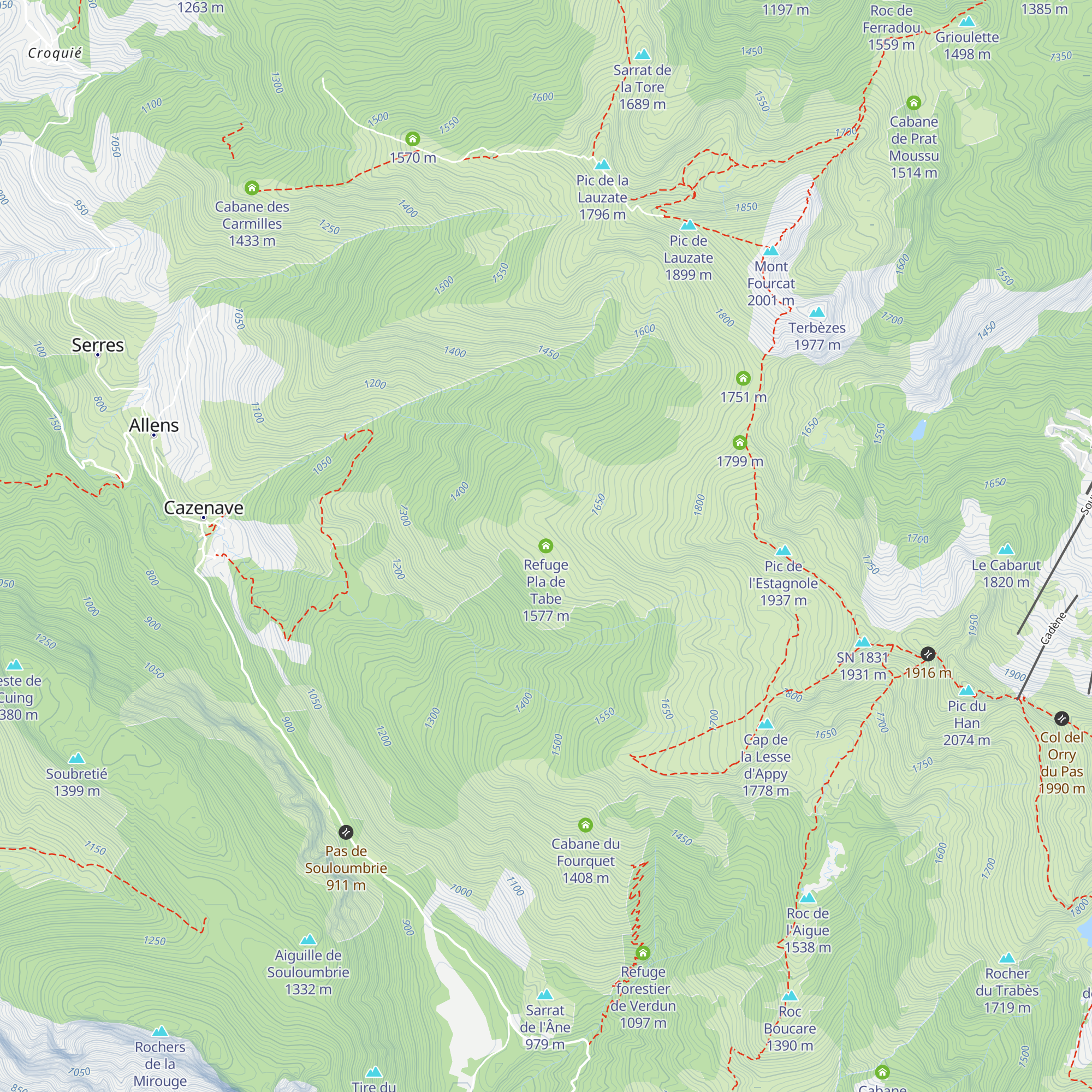 Refuge Pla de Tabe map
