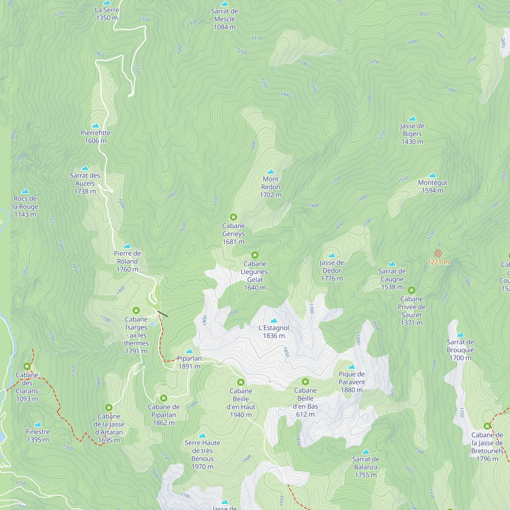 Cabane Llegunes-Gelat map