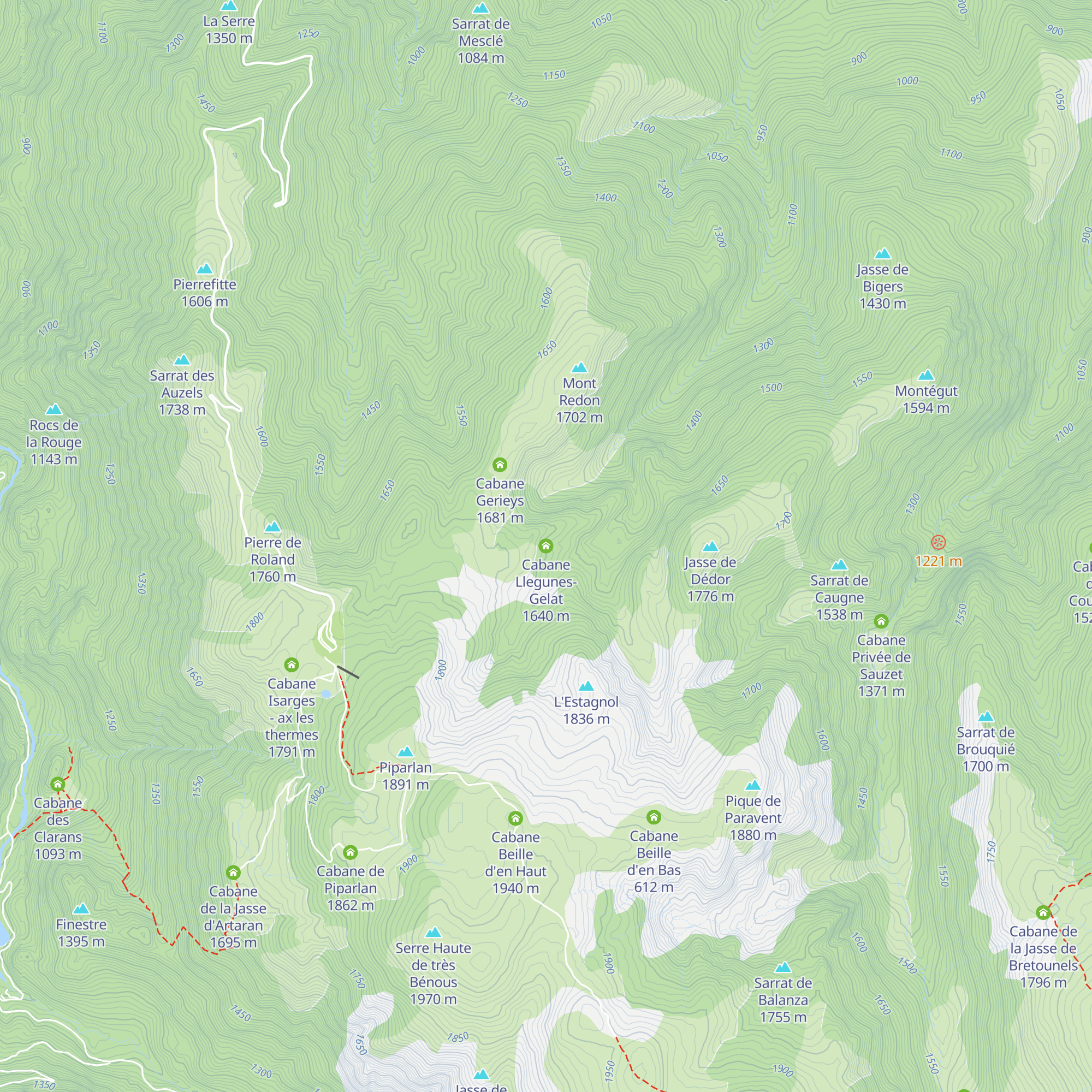 Cabane Llegunes-Gelat map