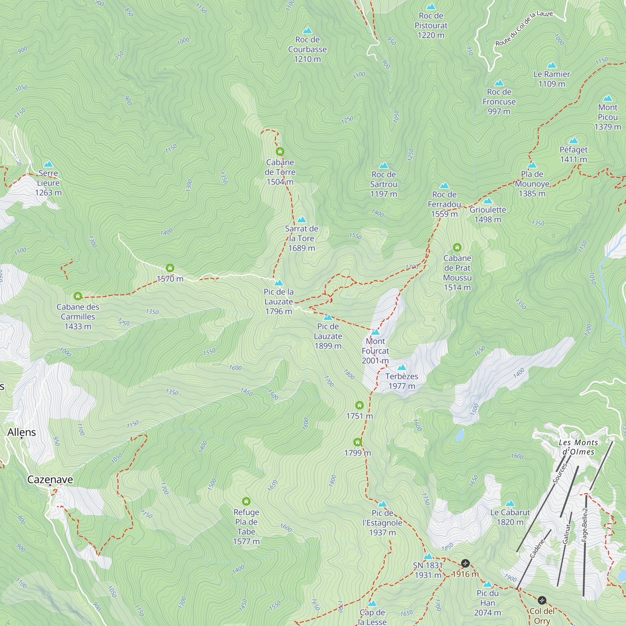 Abri du mont Fourcat map