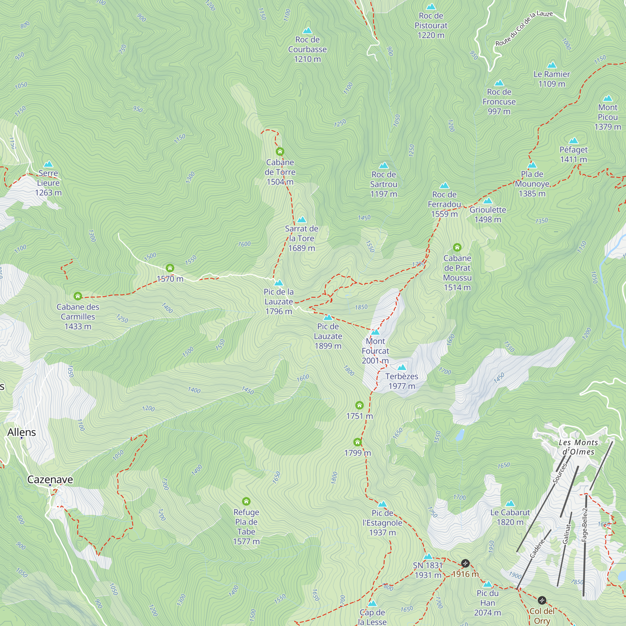 Abri du mont Fourcat map