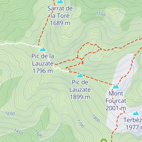 Map of Cabane de Lauzate ou du Mt-Fourcat