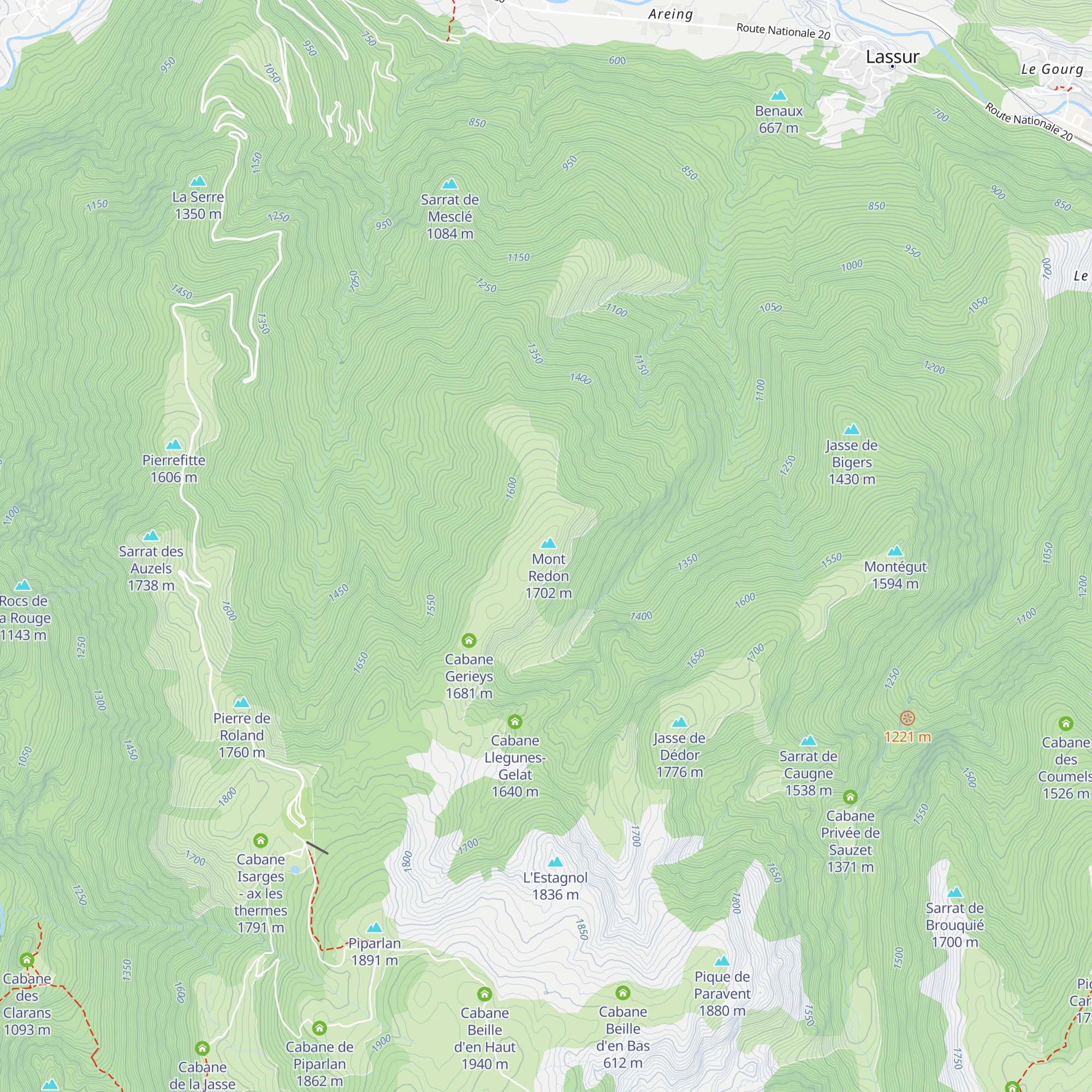 Cabane de Mont-Redon map
