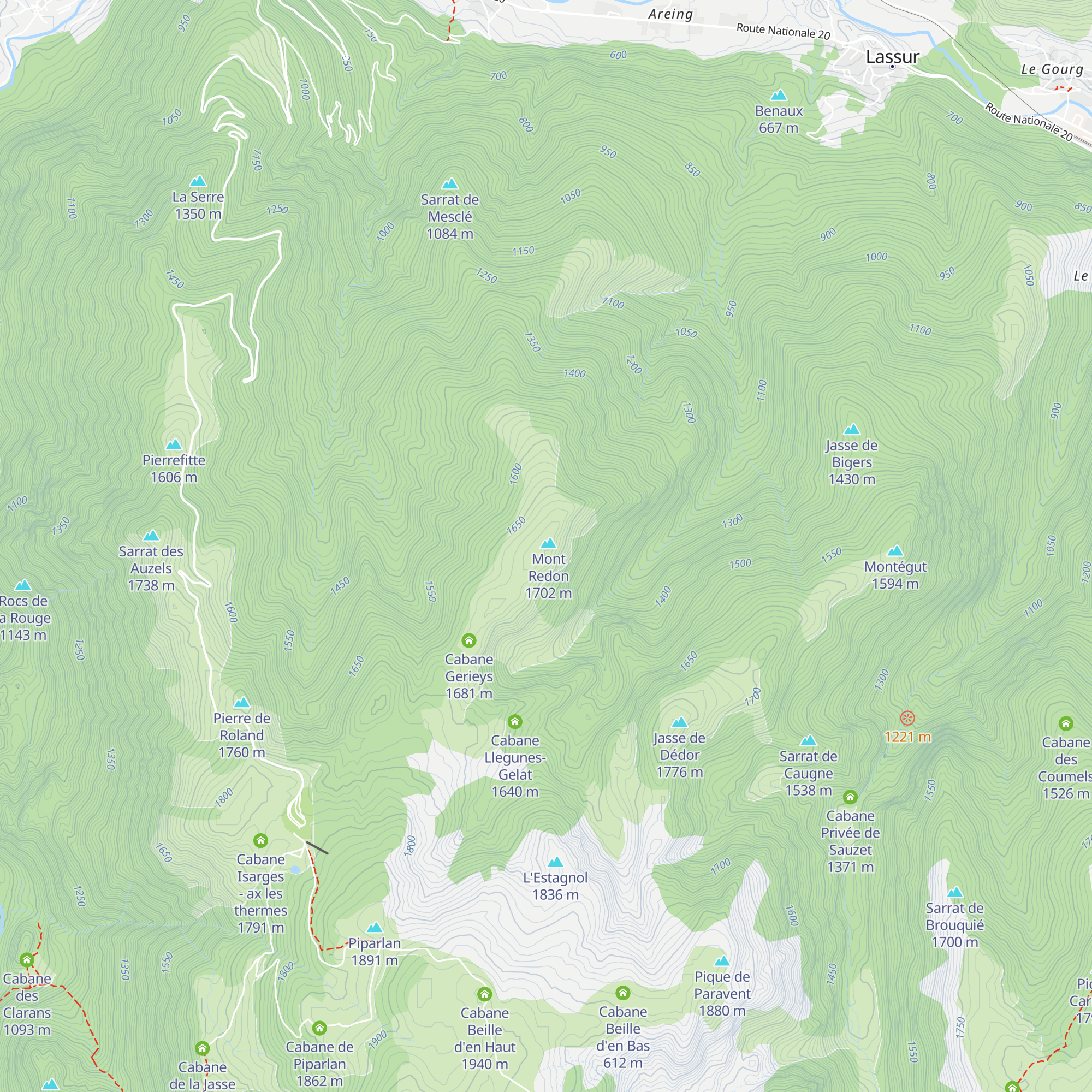 Cabane de Mont-Redon map