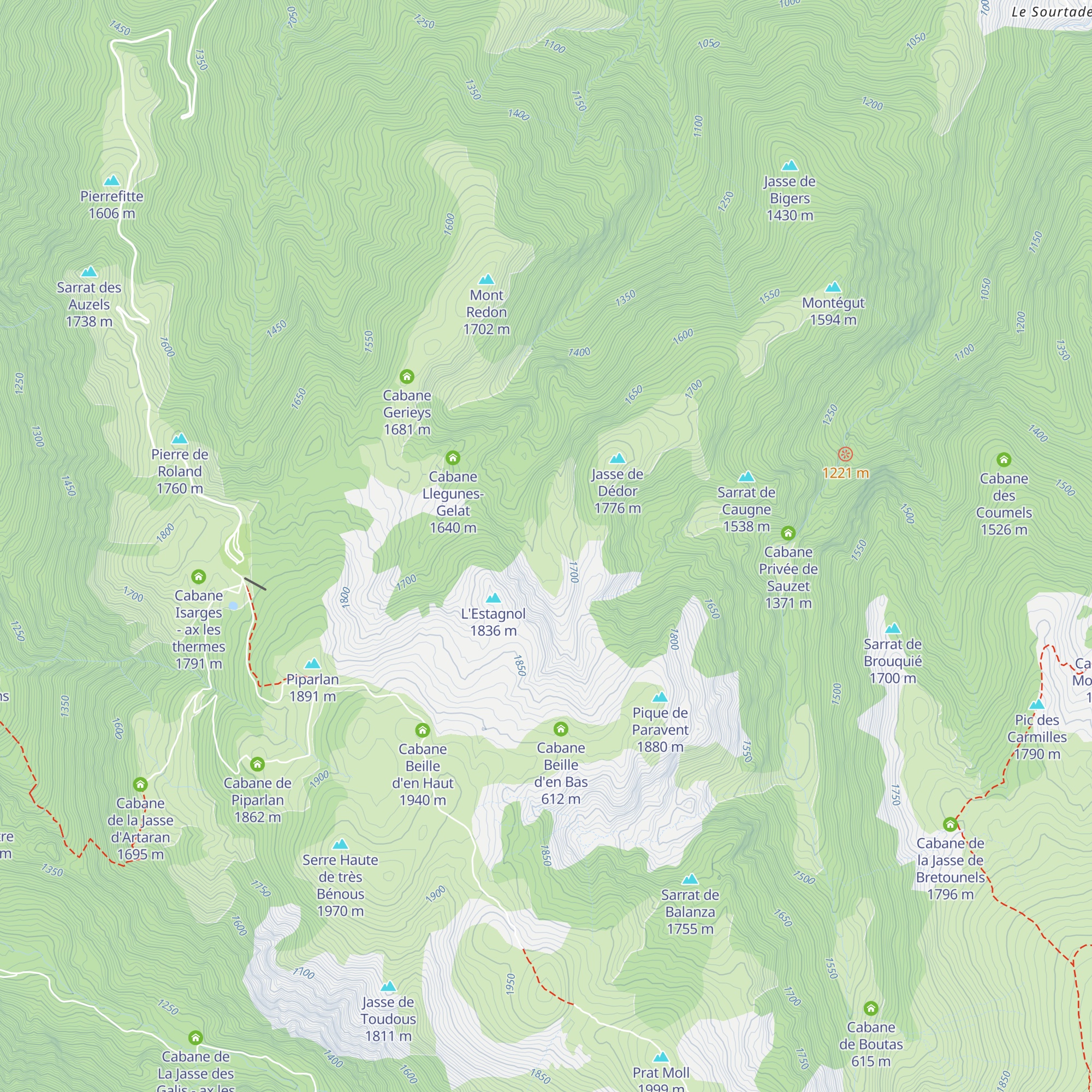 Cabane de Courtal Gelat map