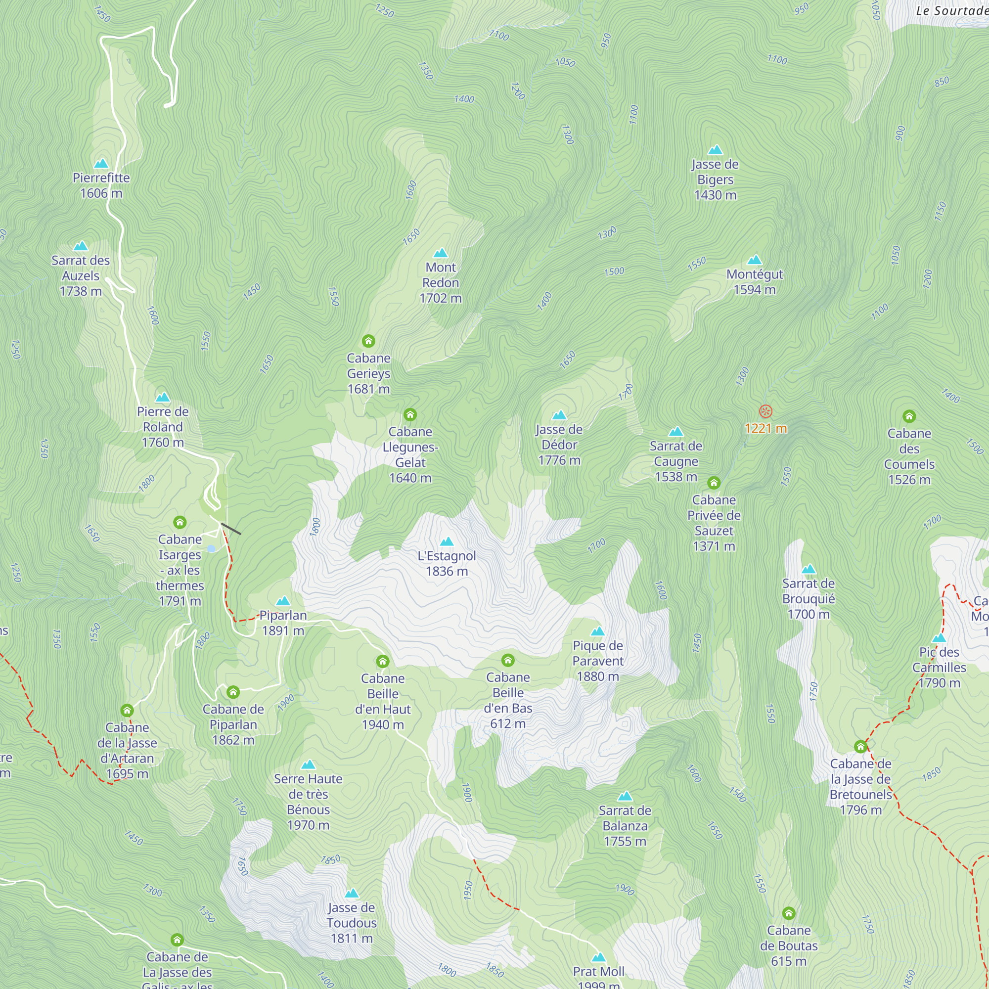 Cabane de Courtal Gelat map