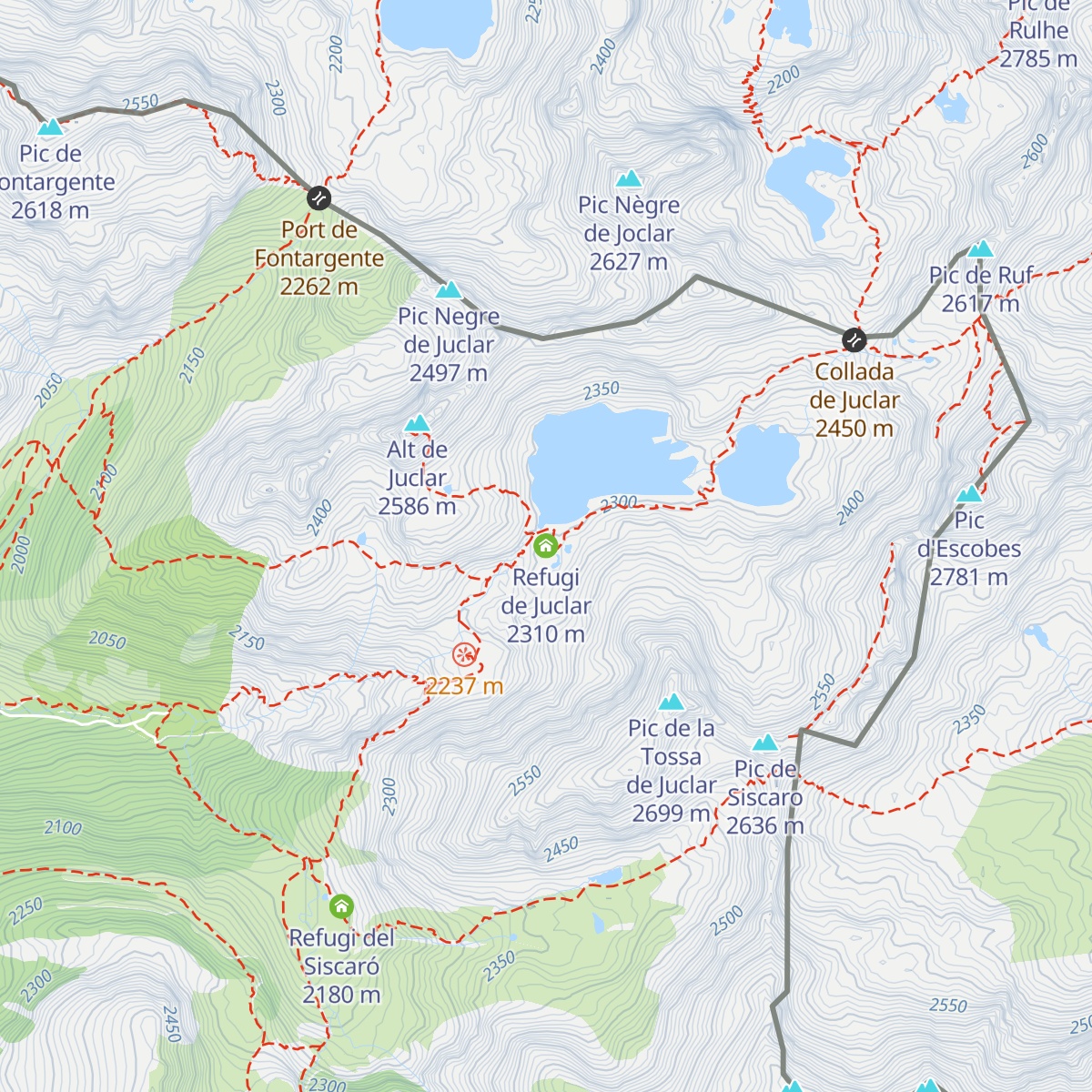 Refugi de Juclar map