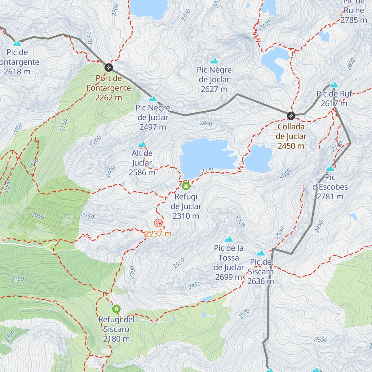 Refugi de Juclar map