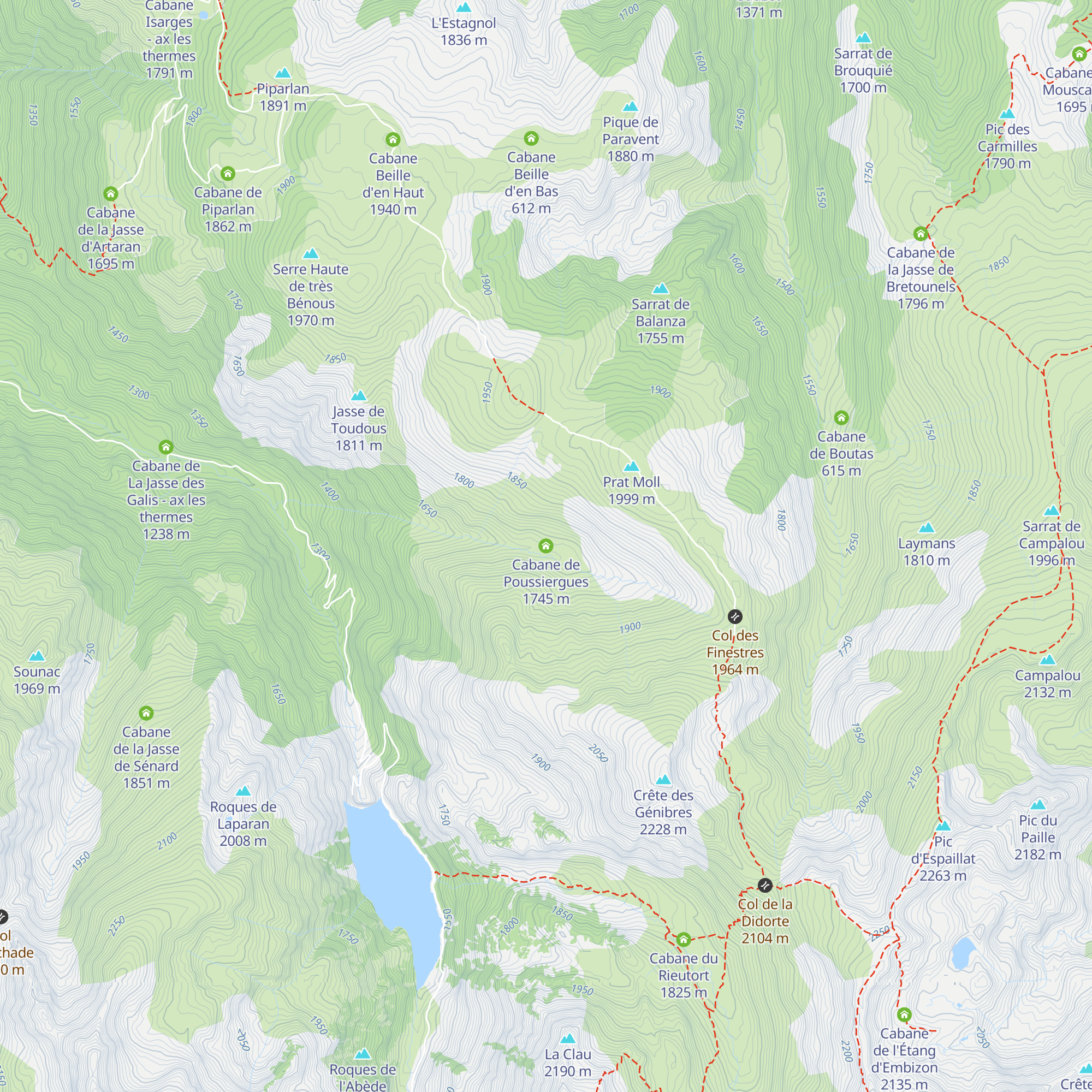 Cabane de Poussiergues map