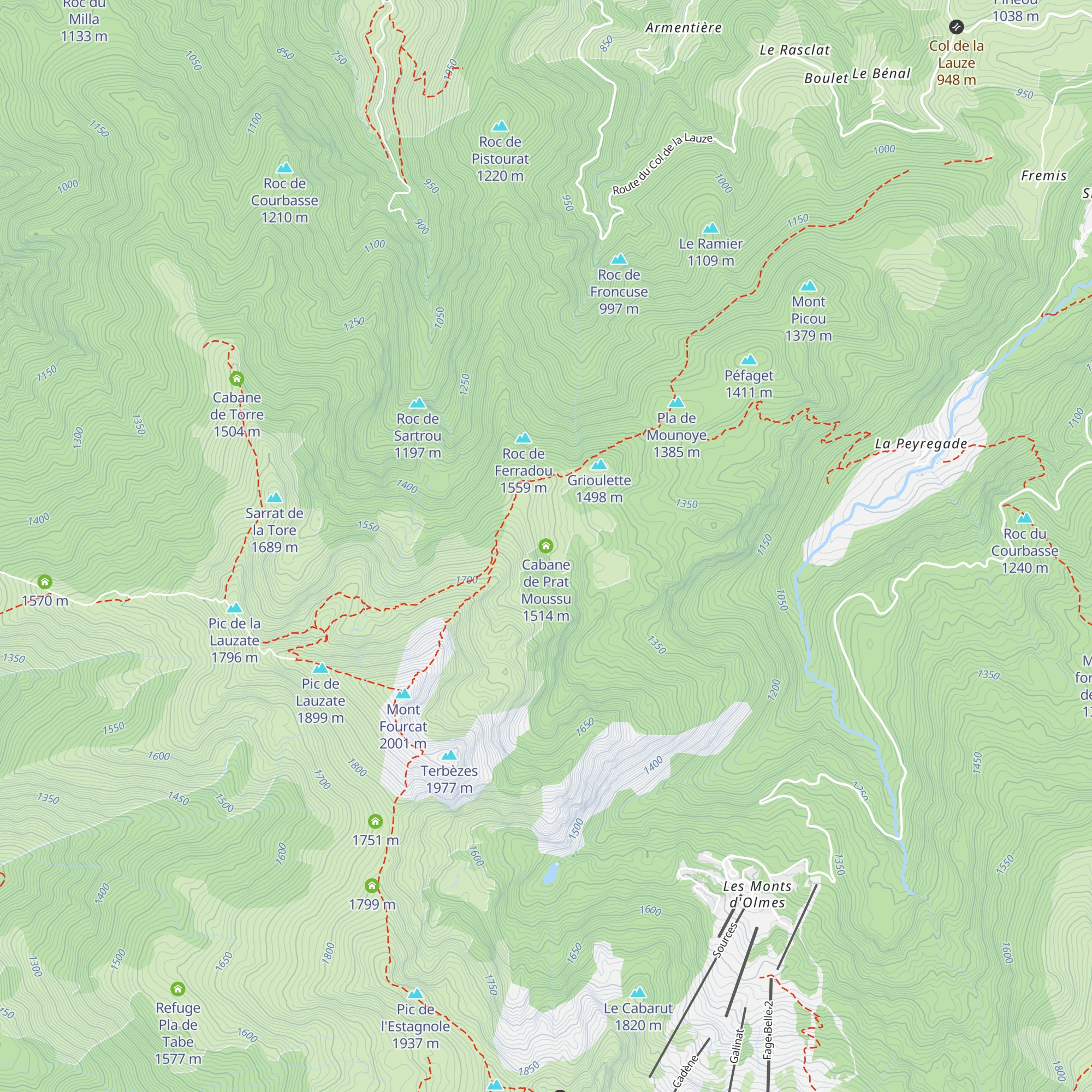 Cabane de Prat Moussu map