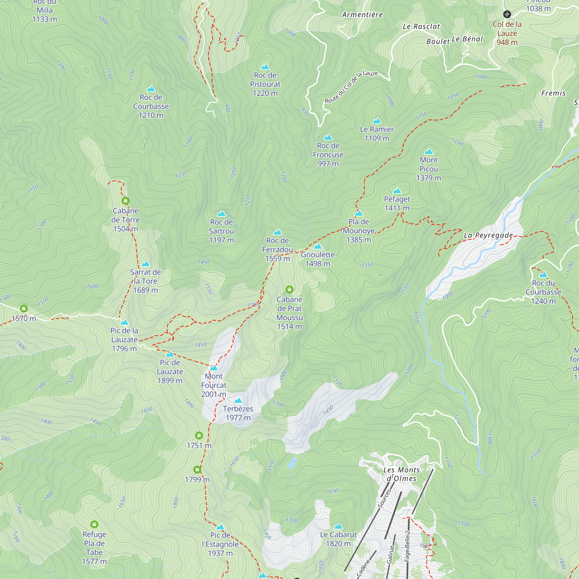 Cabane de Prat Moussu map