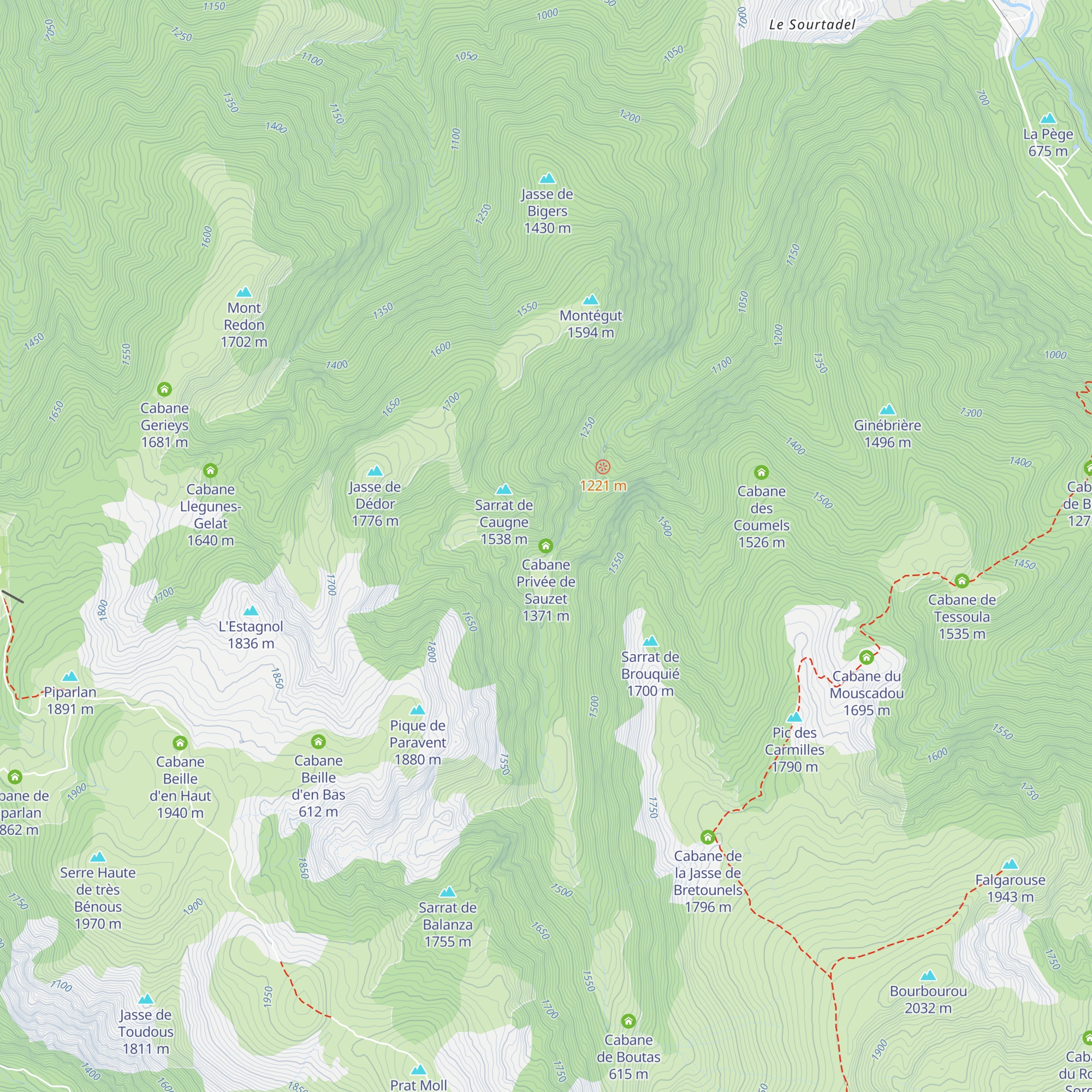 Cabane Privée de Sauzet map