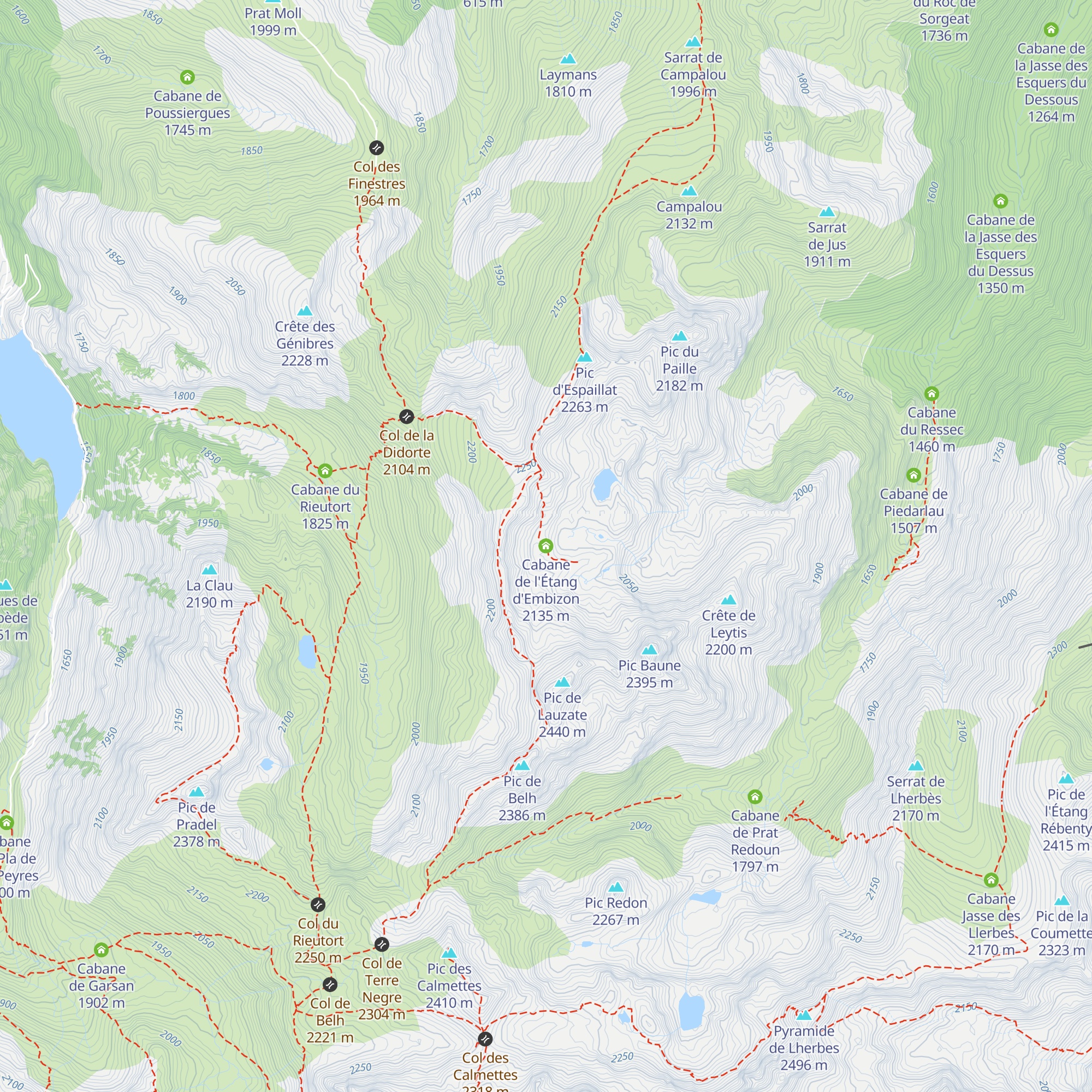 Cabane de l'Étang d'Embizon map