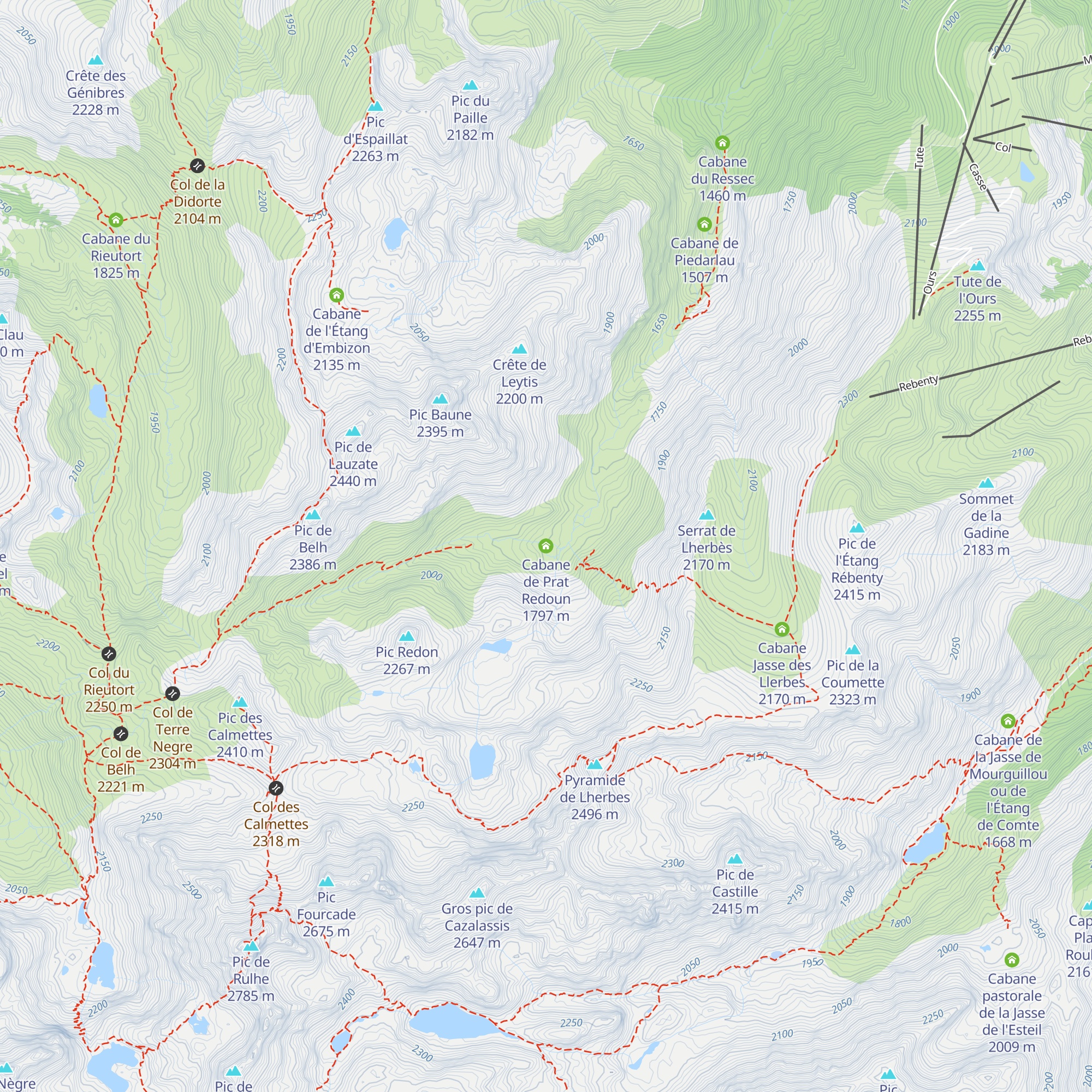 Cabane de Prat Redoun map