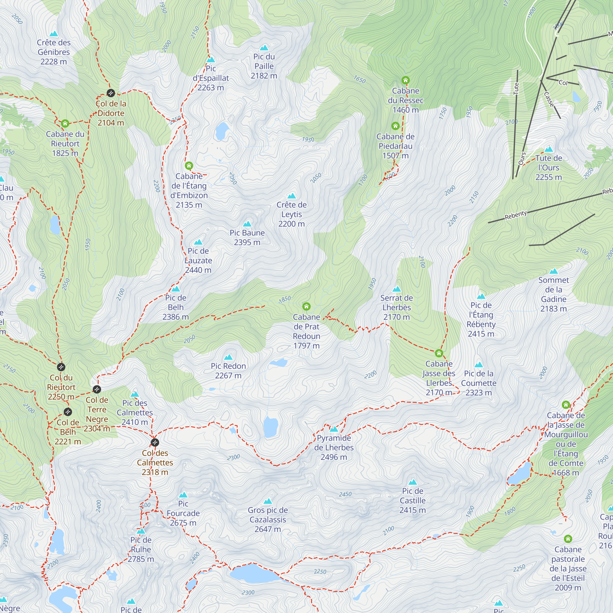Cabane de Prat Redoun map