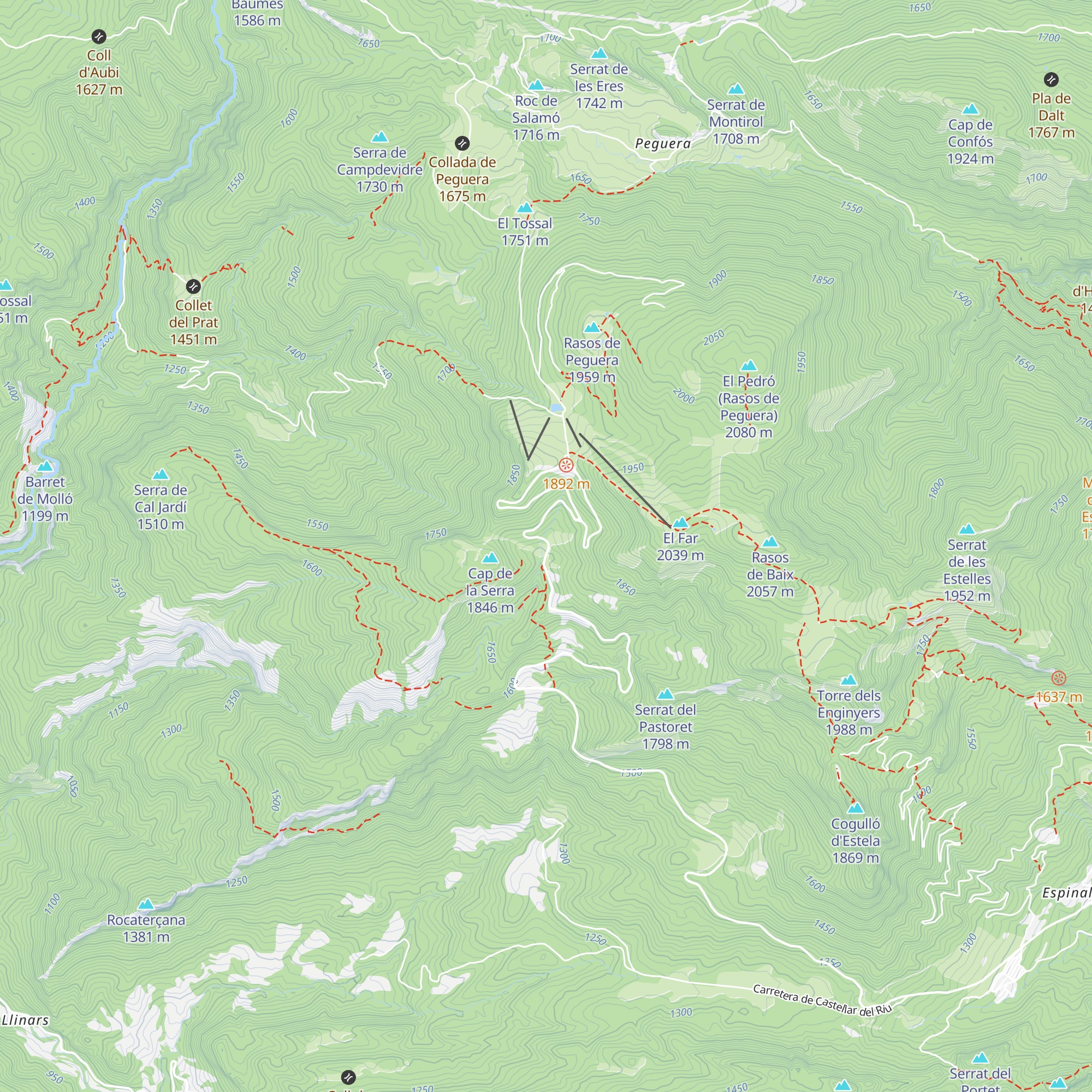 Xalet Refugi Rasos de Peguera map