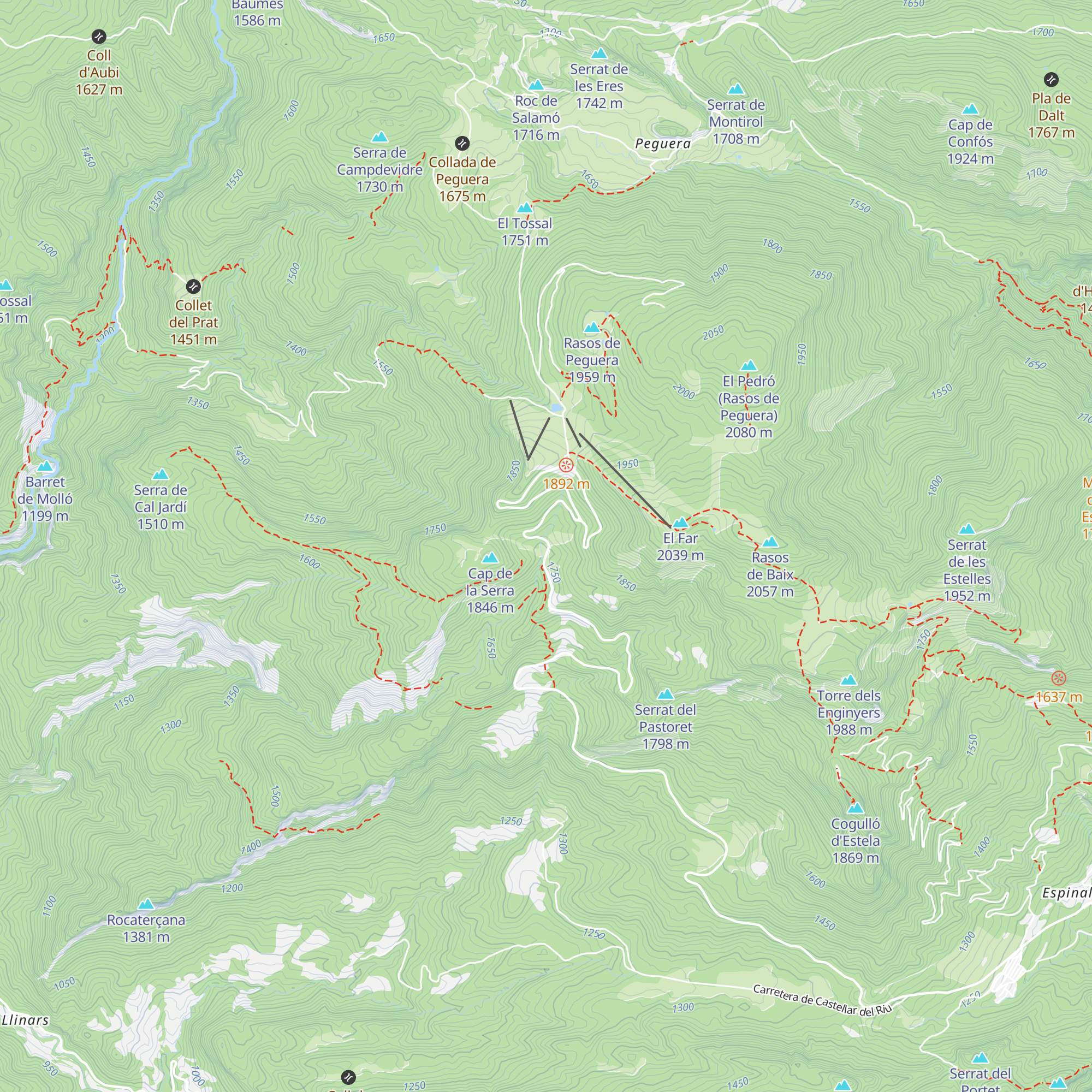 Xalet Refugi Rasos de Peguera map