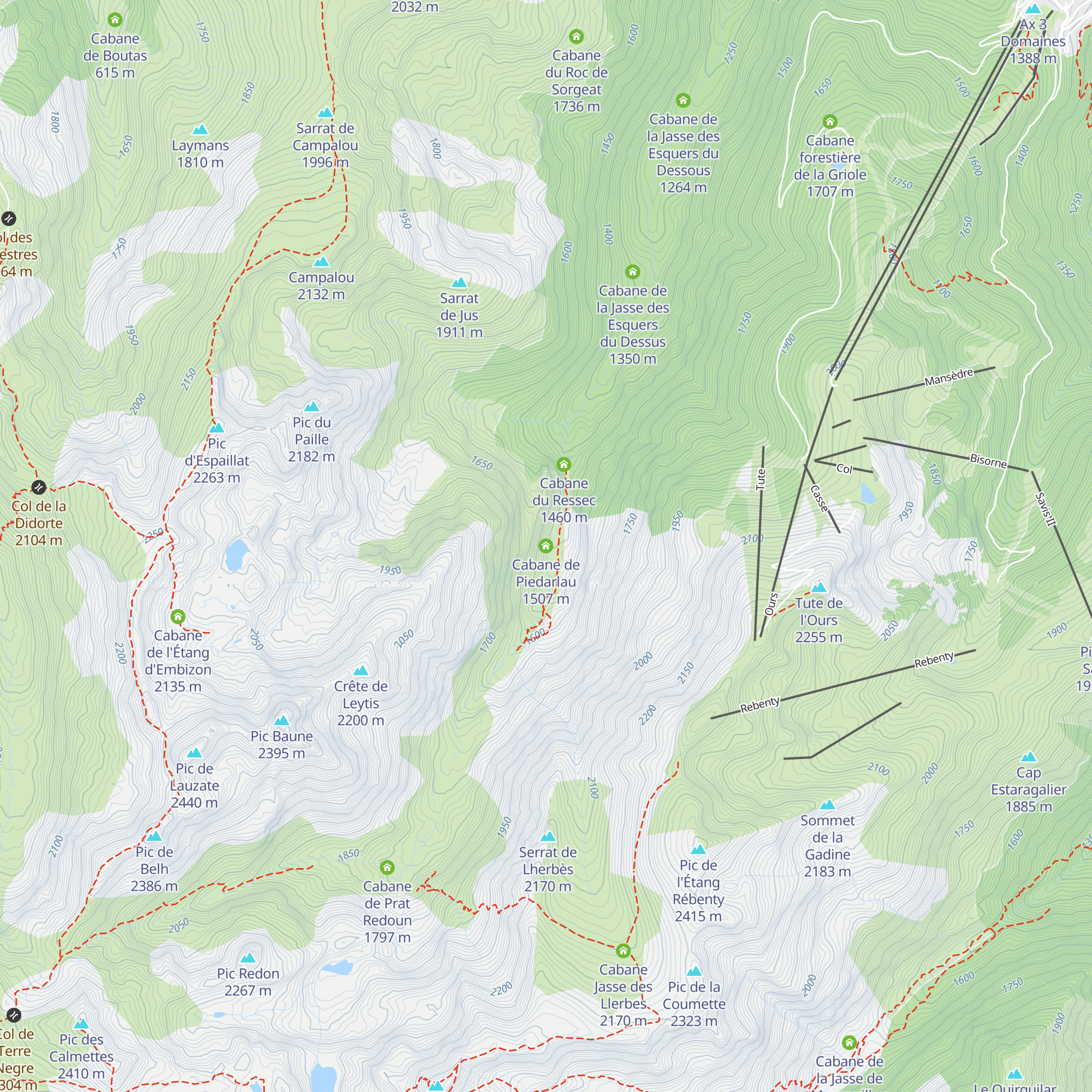 Cabane de Piedarlau map