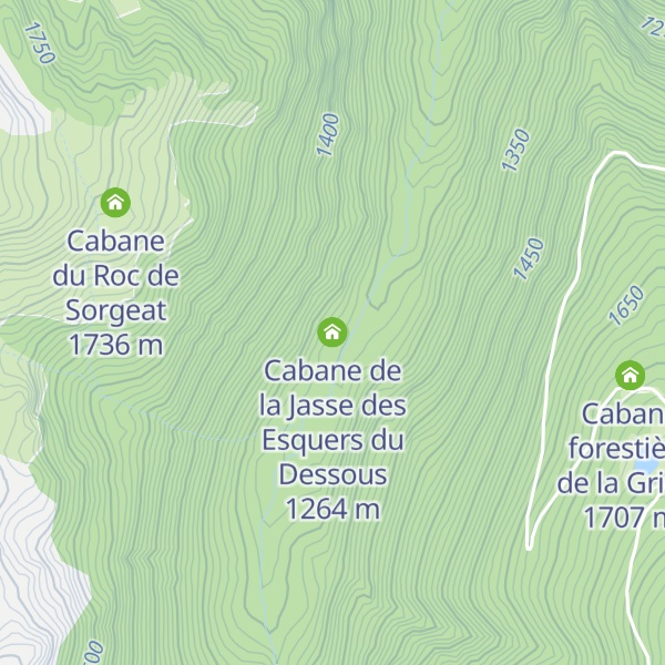 Map of Cabane de la Jasse des Esquers du Dessous