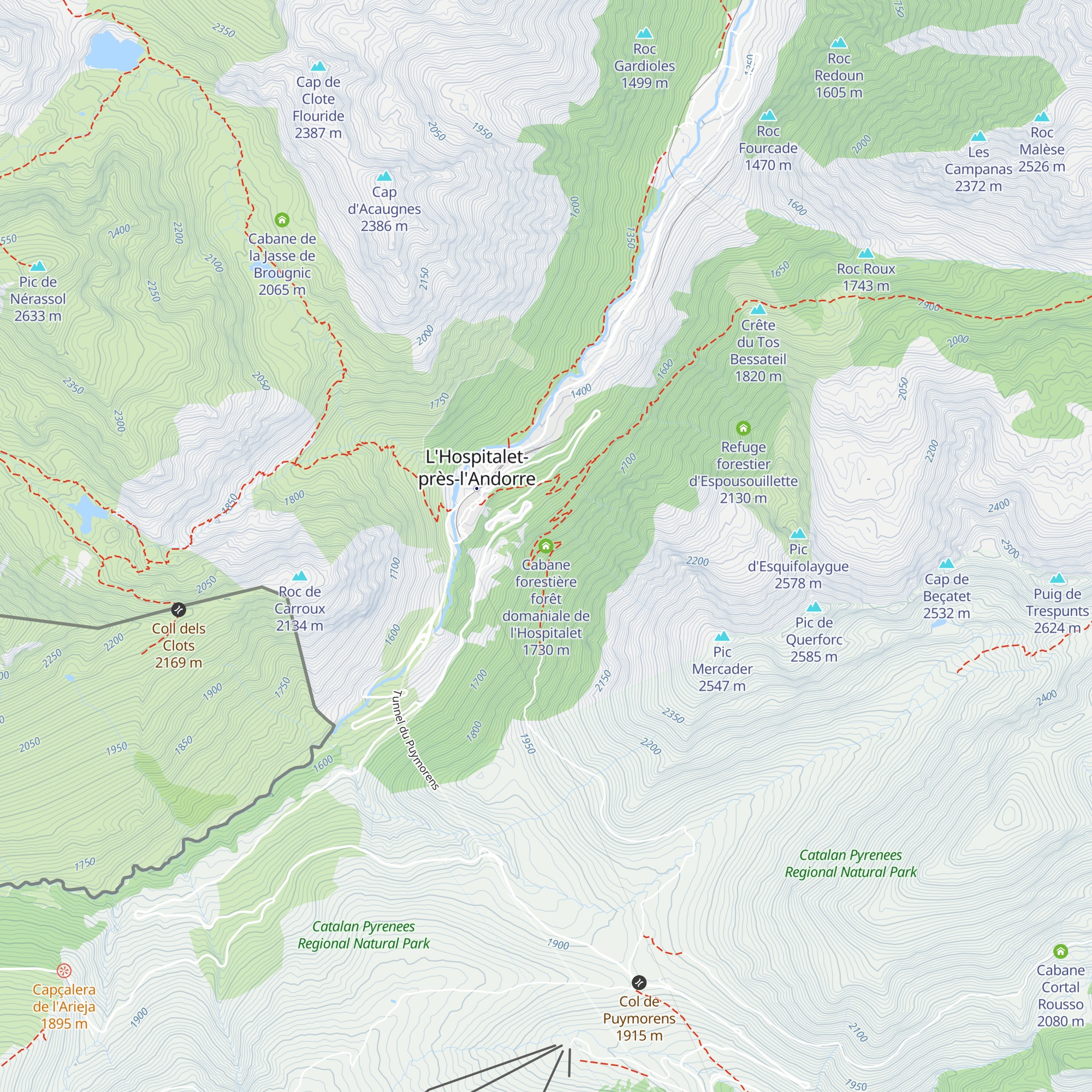 Cabane forestière forêt domaniale de l'Hospitalet map