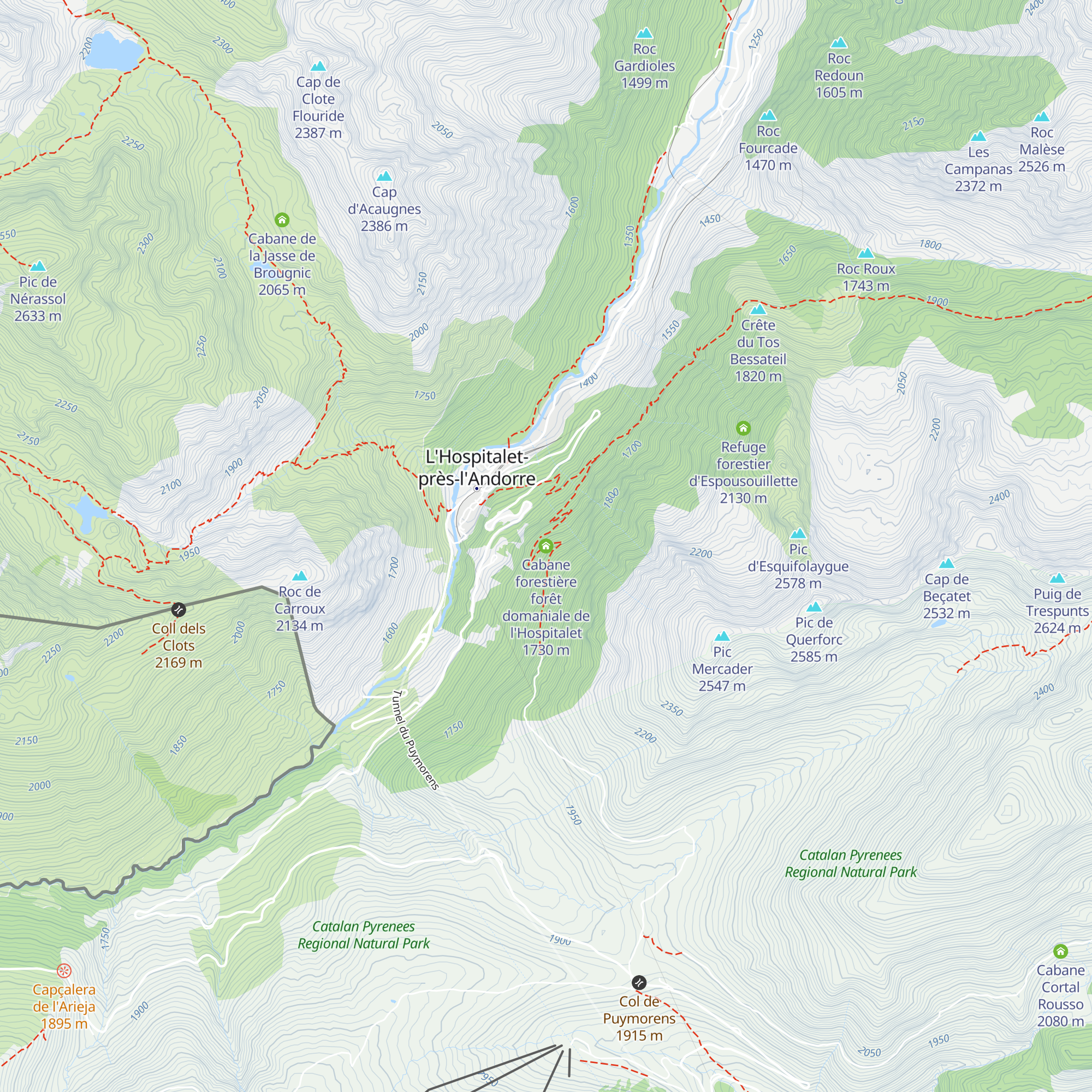 Cabane forestière forêt domaniale de l'Hospitalet map