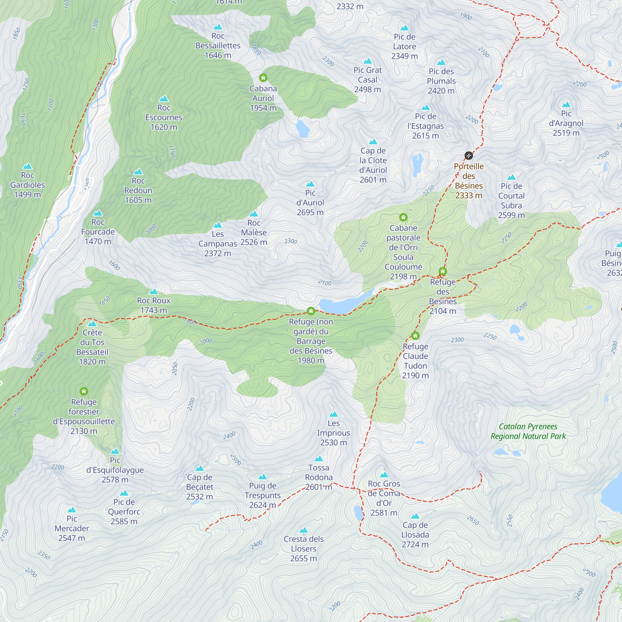 Refuge (non gardé) du Barrage des Bésines map