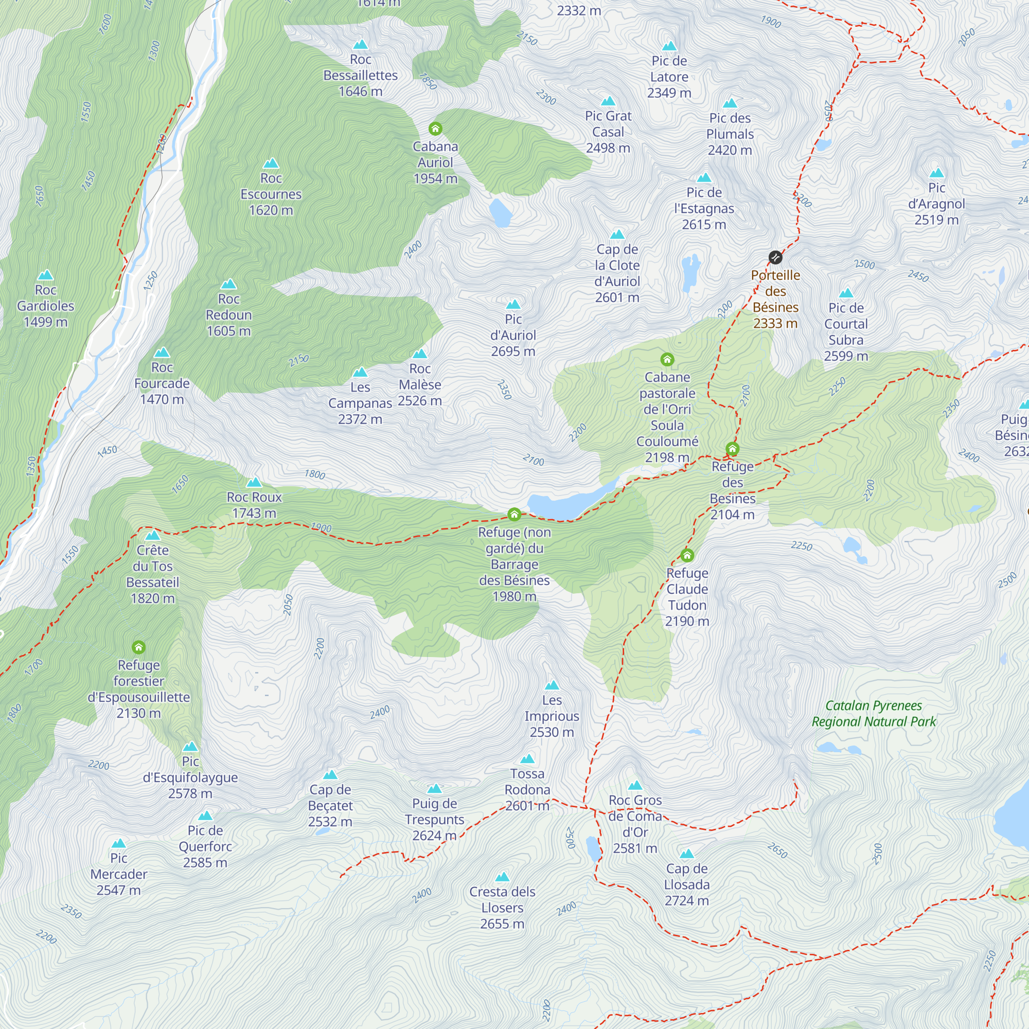 Refuge (non gardé) du Barrage des Bésines map
