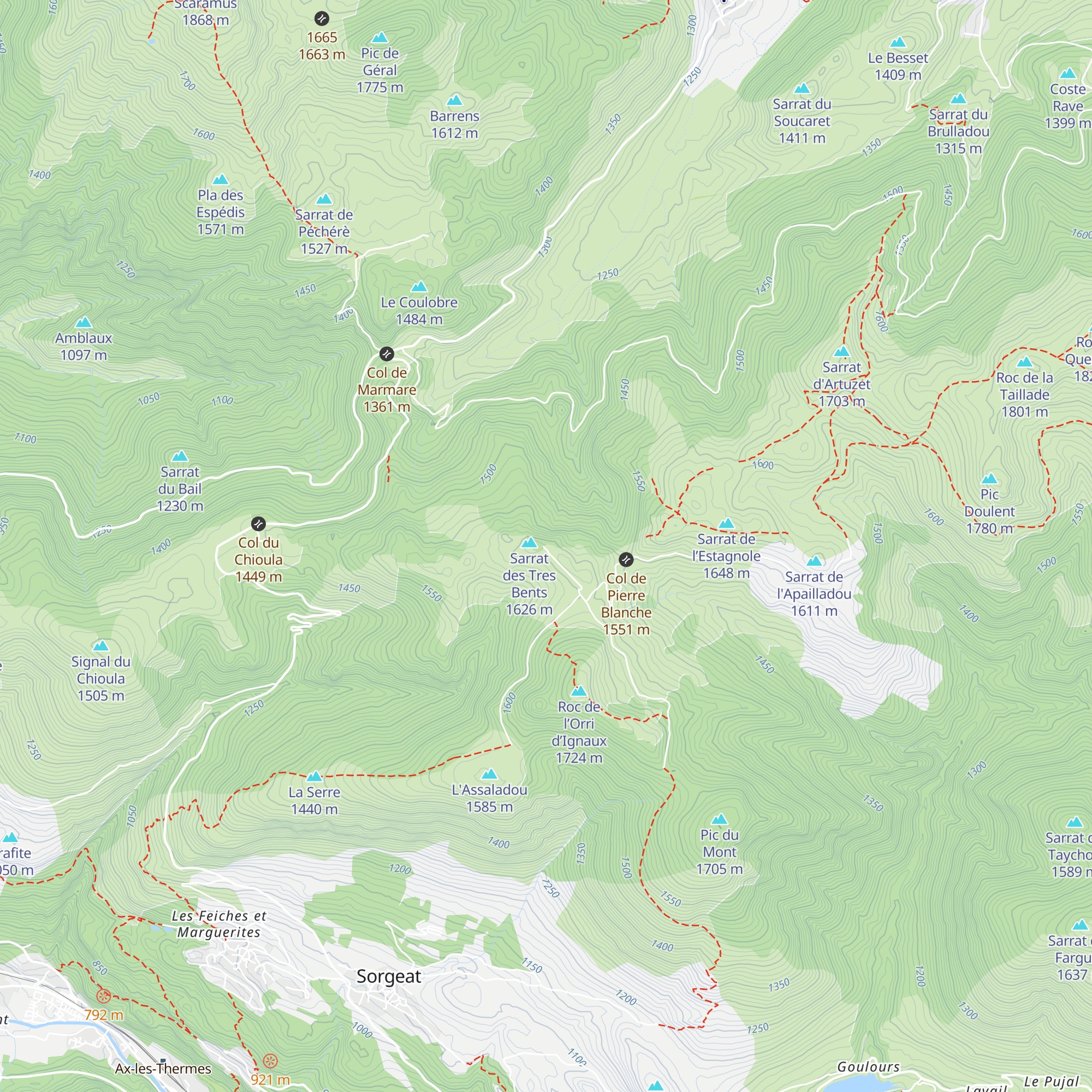 Refuge du Chioula map