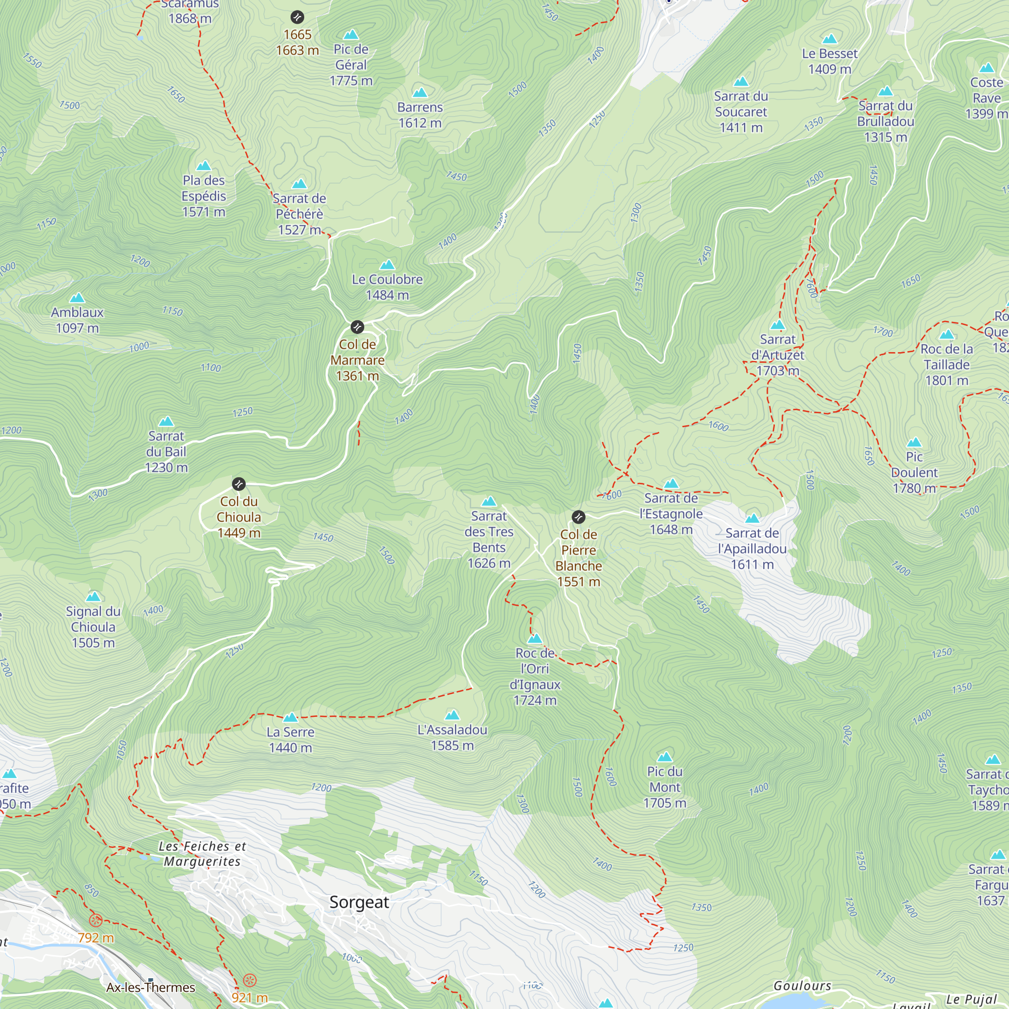 Refuge du Chioula map