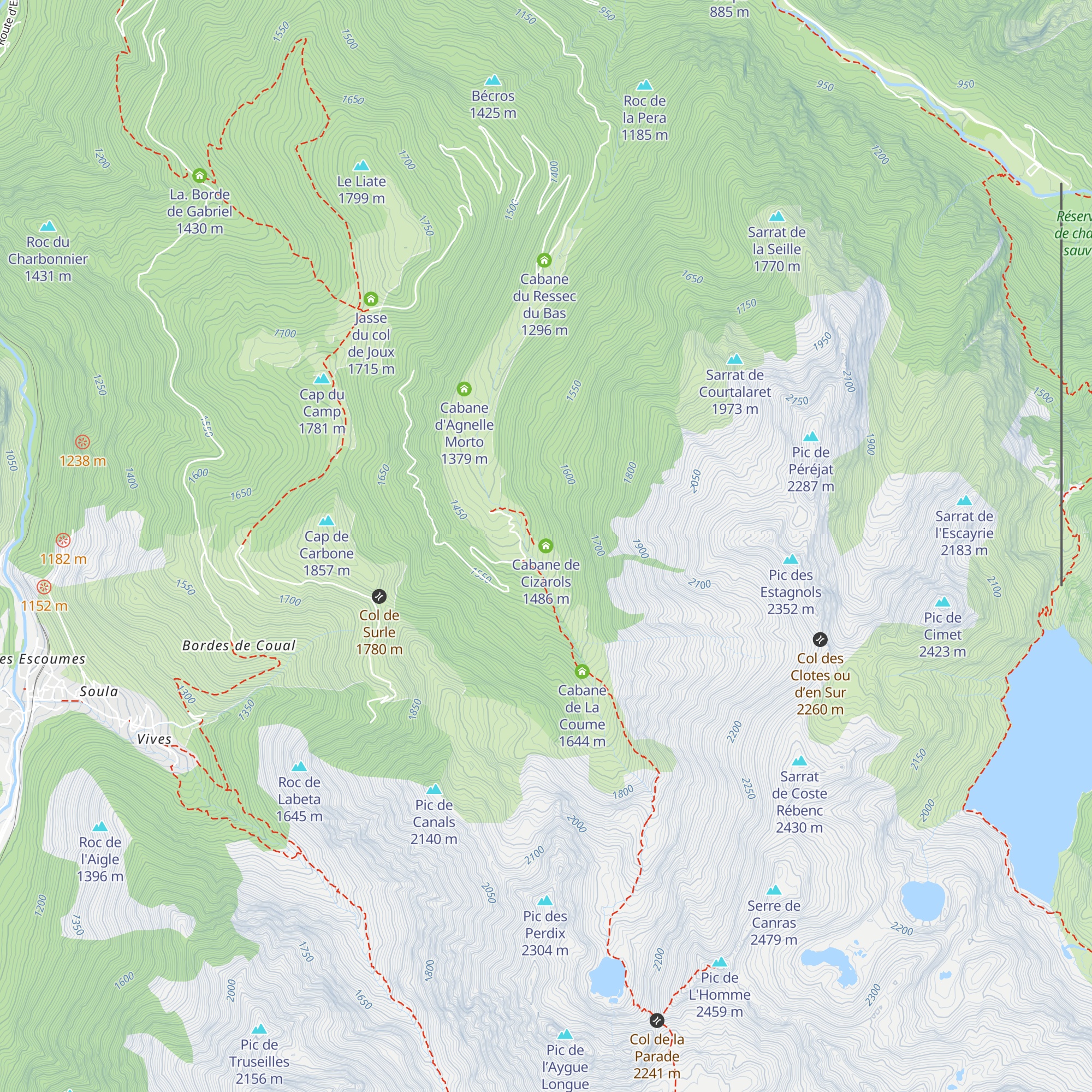 Cabane de Cizarols map