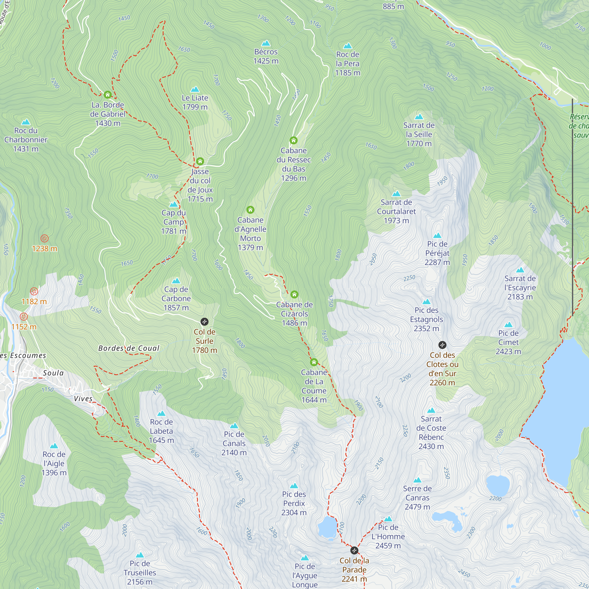 Cabane de Cizarols map