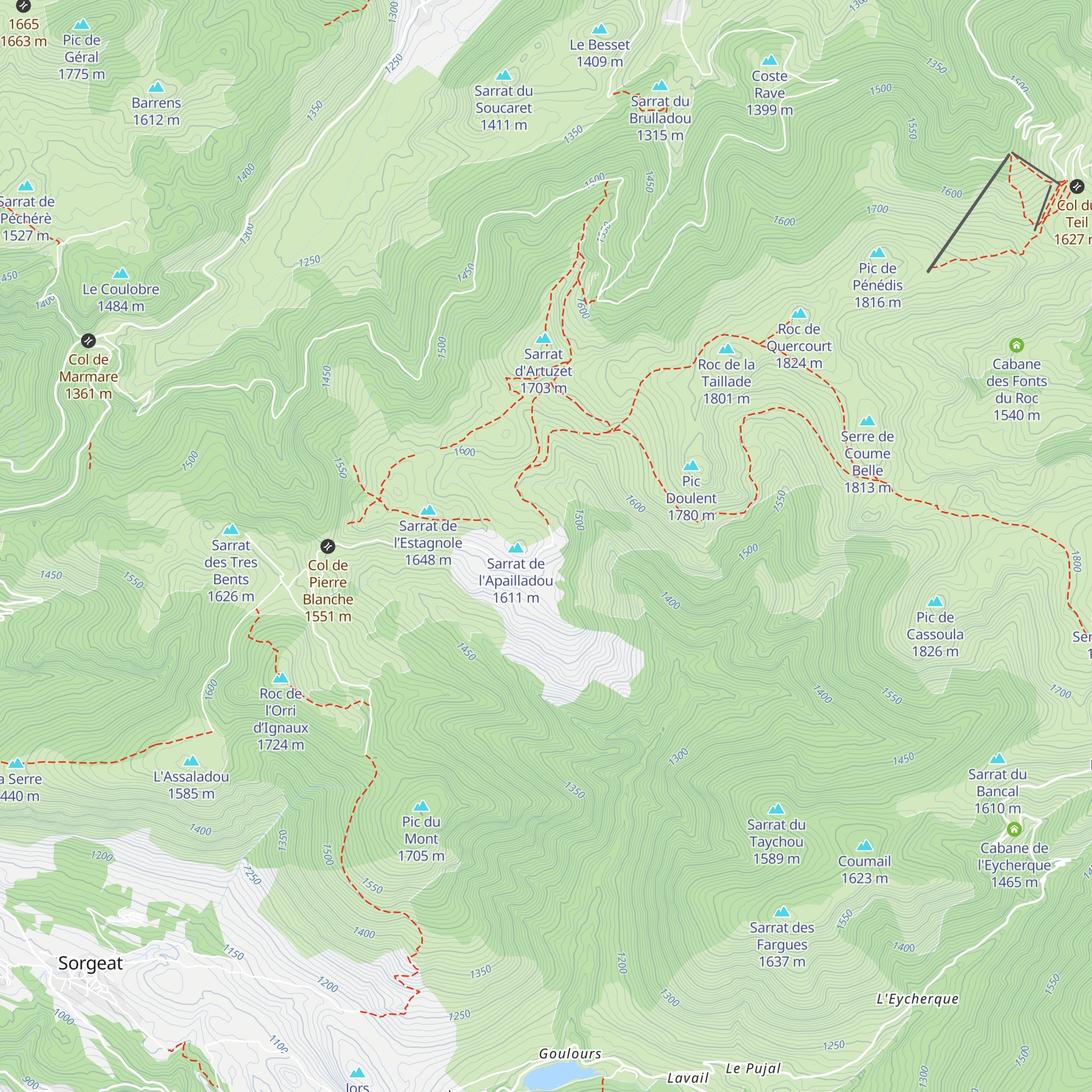 Cabane de l'Apailladou map