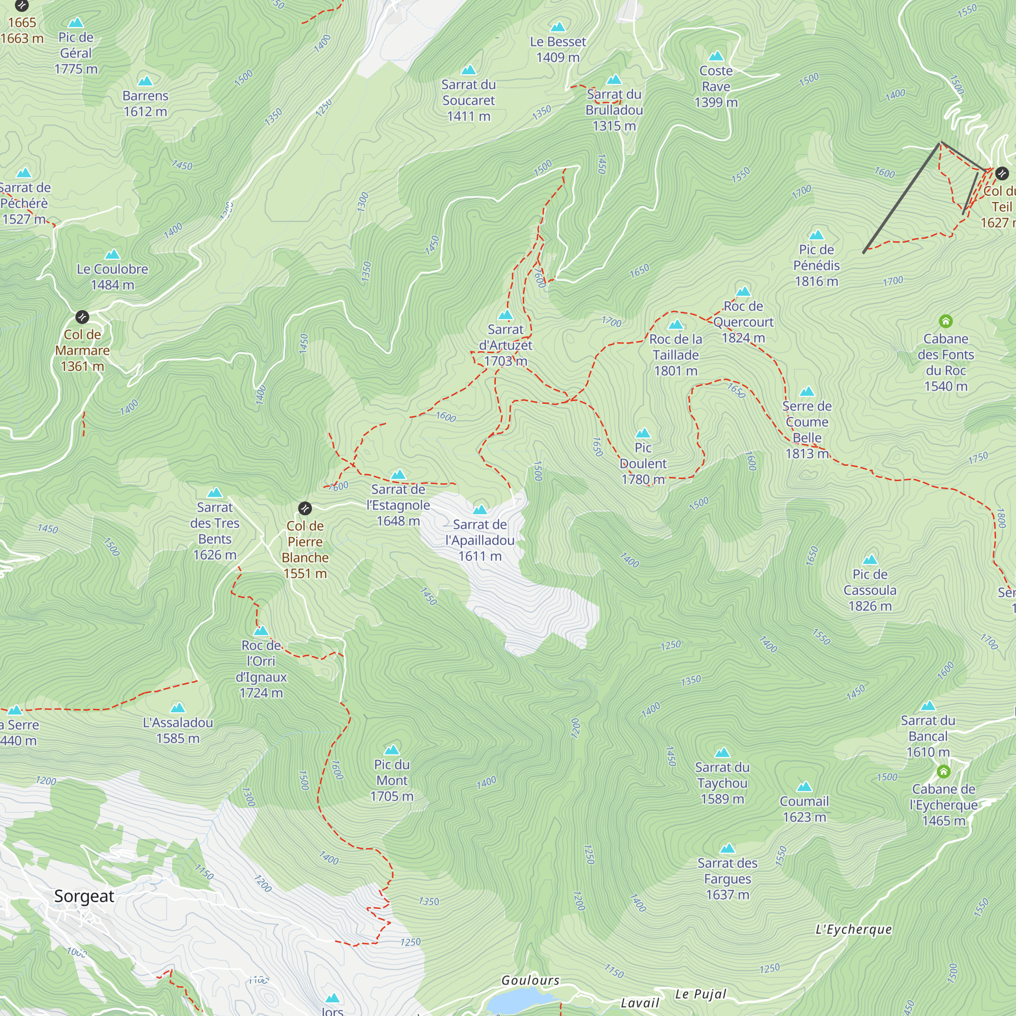 Cabane de l'Apailladou map