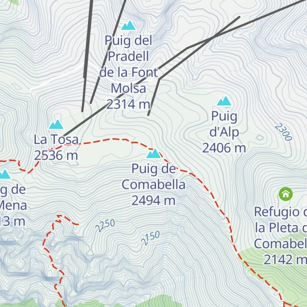 Map of Puig de Comabella
