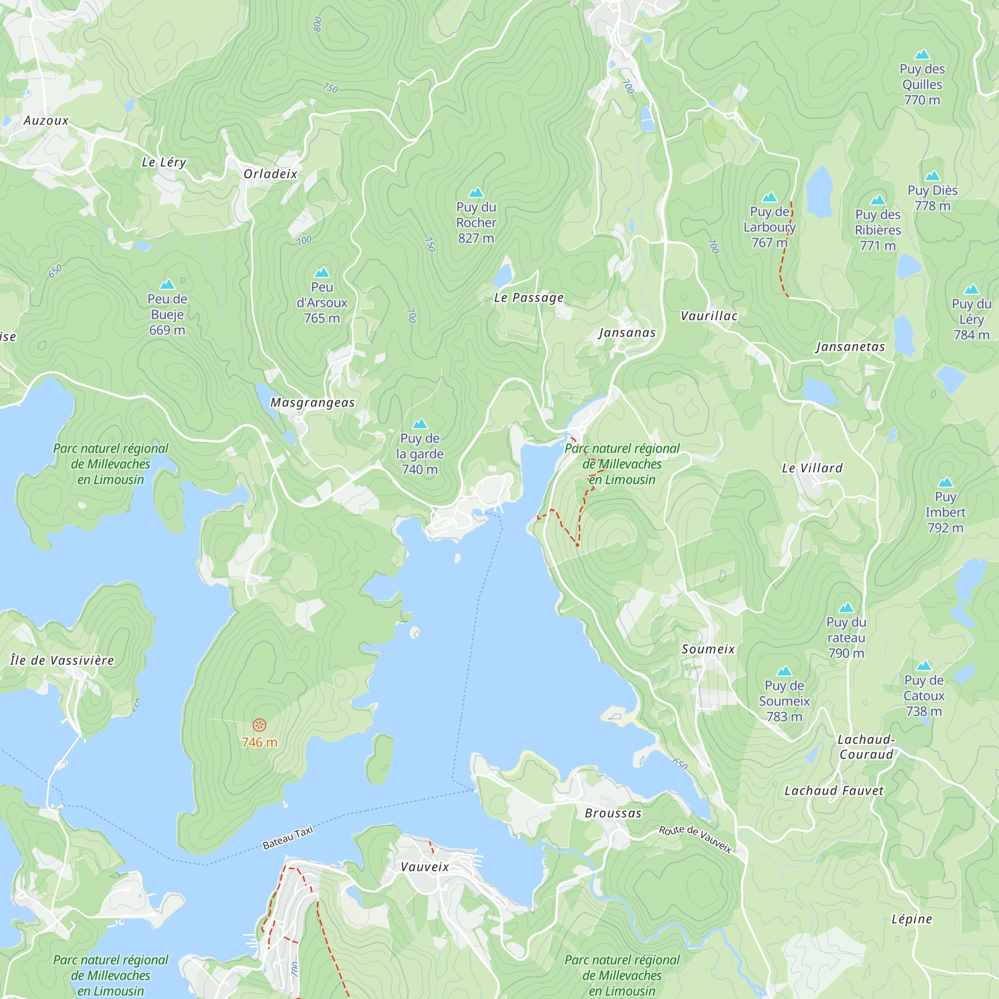 Gîte de France - Lac-œil Masgrangeas map