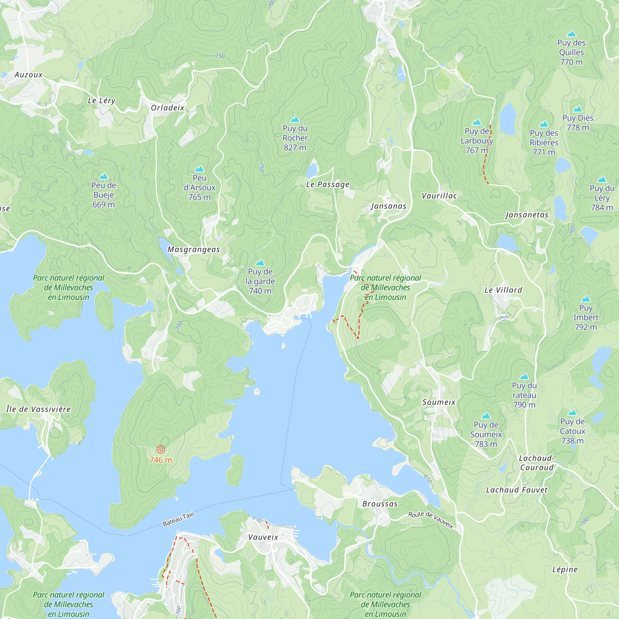 Gîte de France - Lac-œil Masgrangeas map