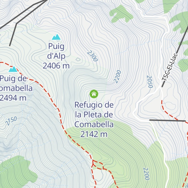 Map of Refugio de la Pleta de Comabella