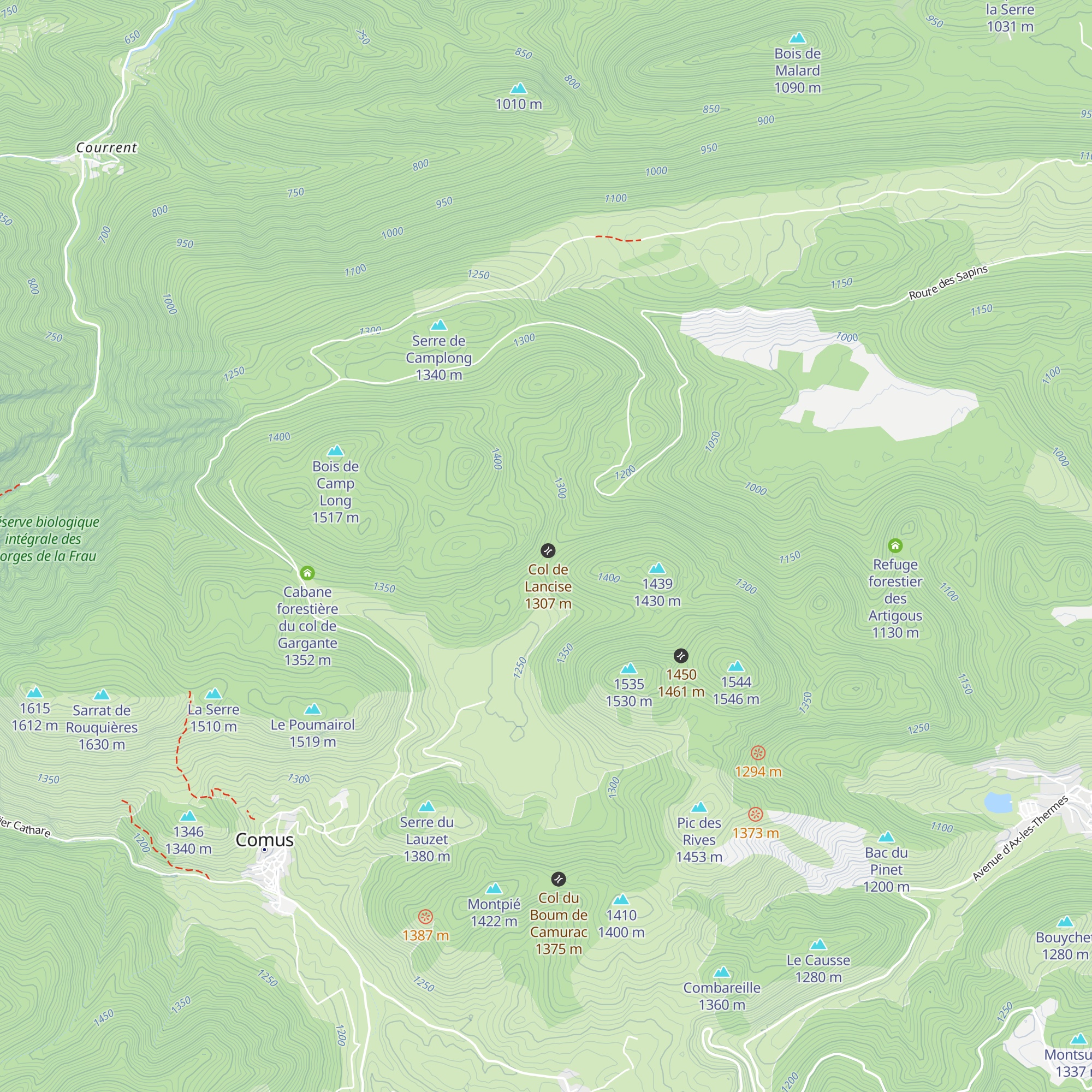 Cabane forestière du col de Lanscise map