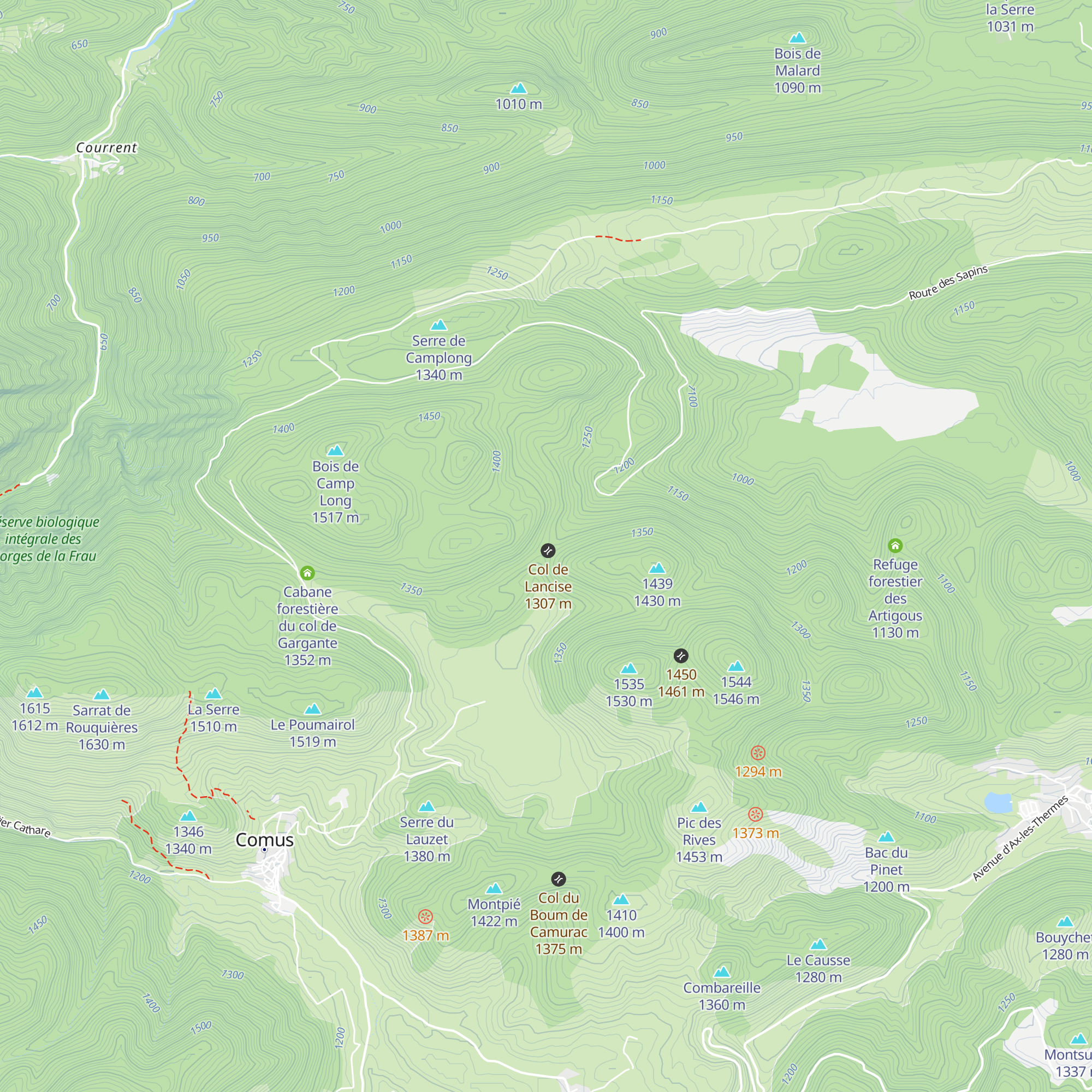 Cabane forestière du col de Lanscise map